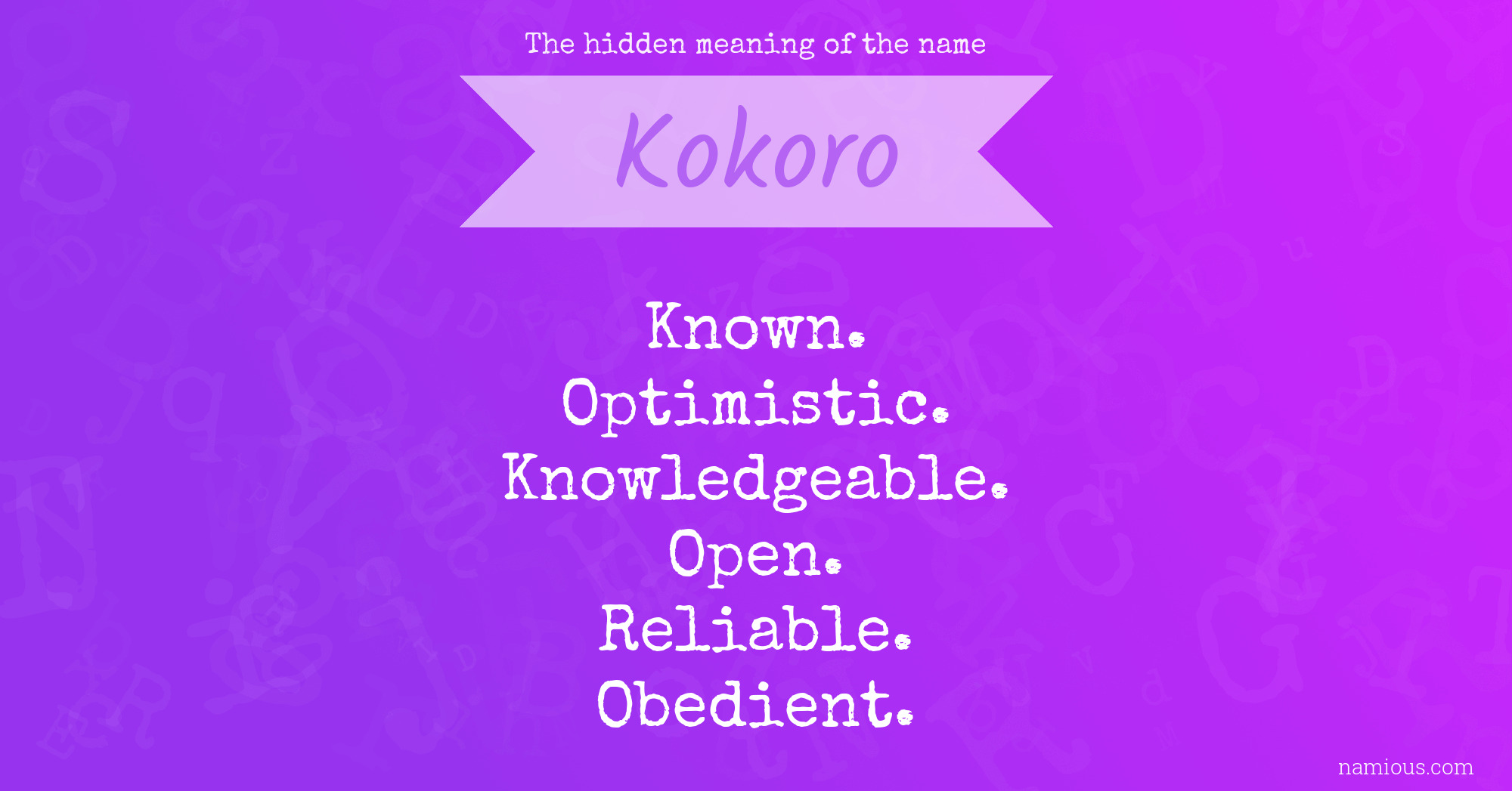 The hidden meaning of the name Kokoro