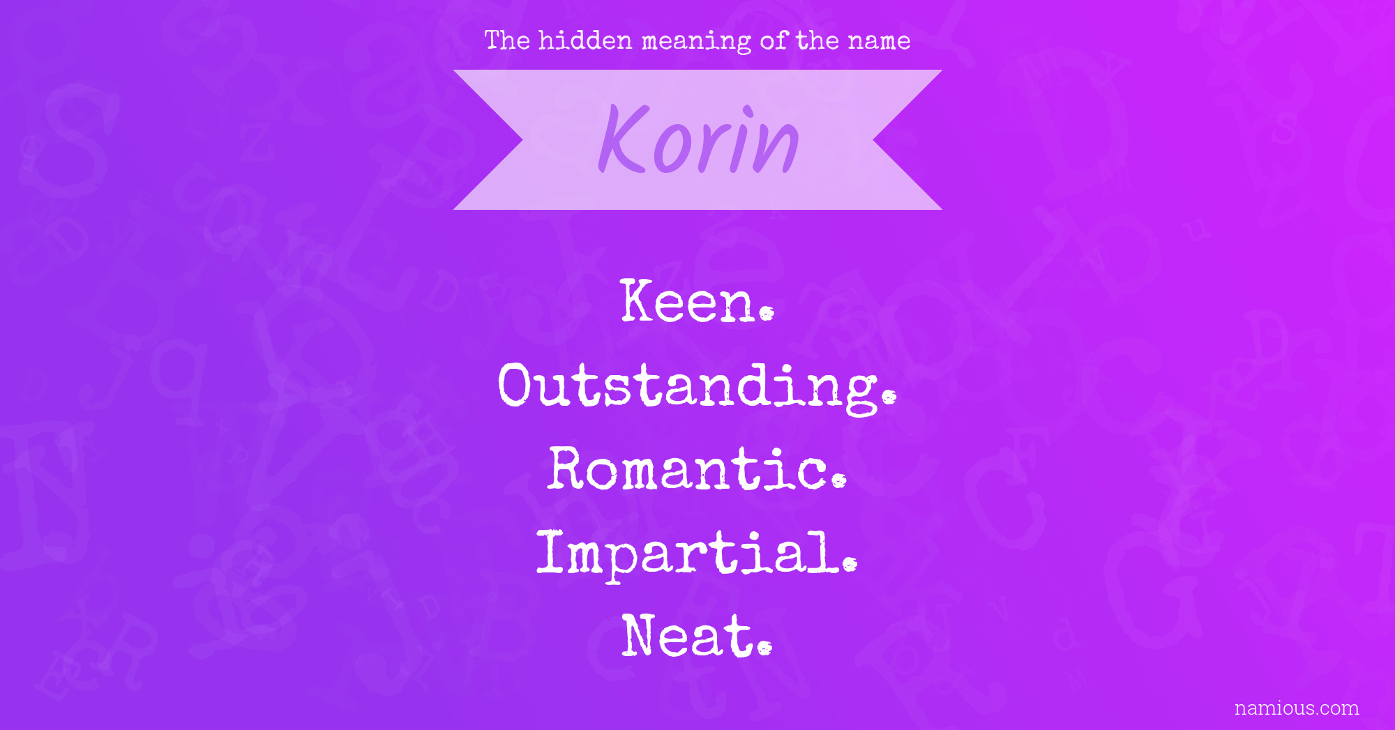 The hidden meaning of the name Korin