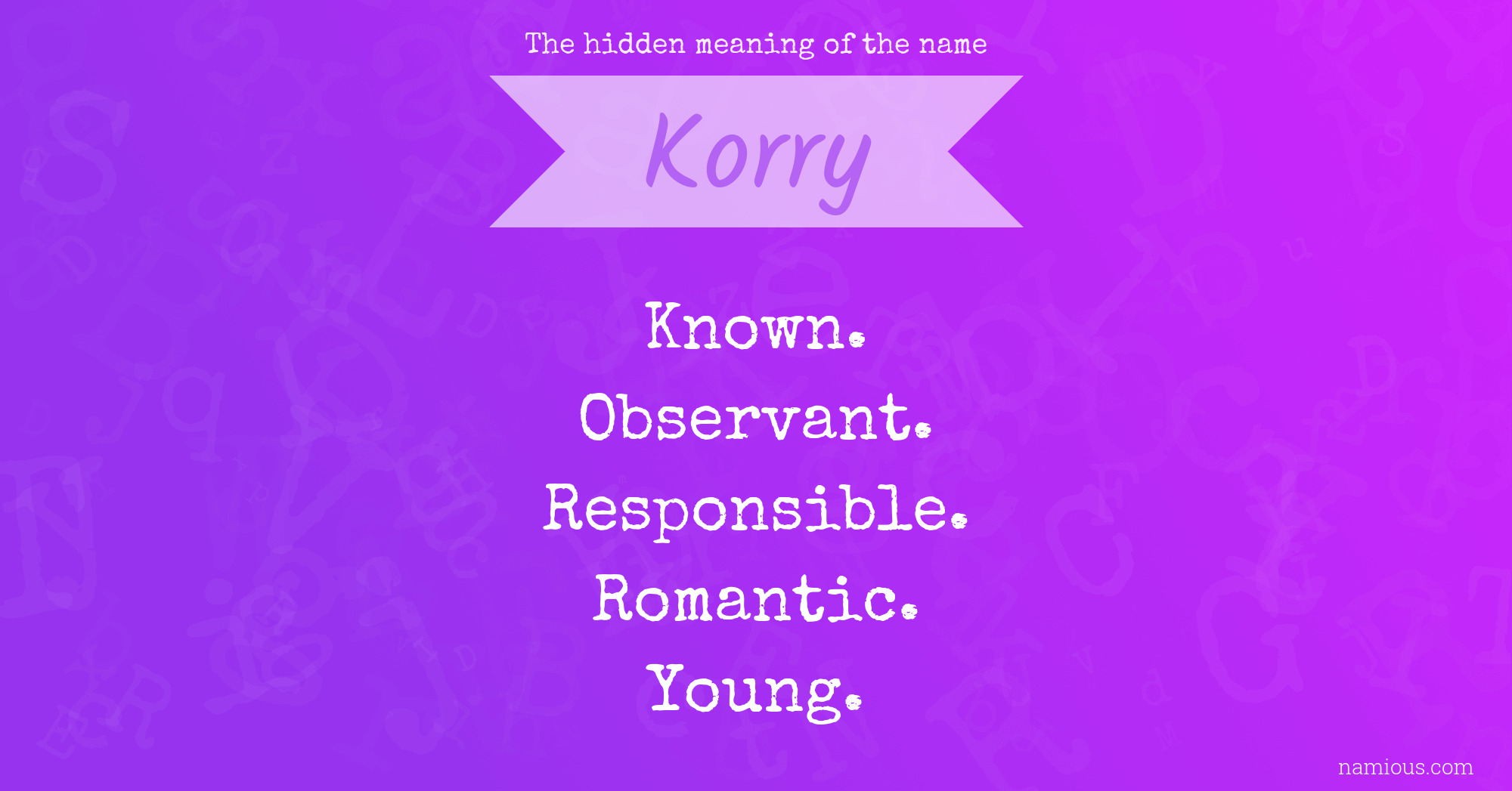 The hidden meaning of the name Korry