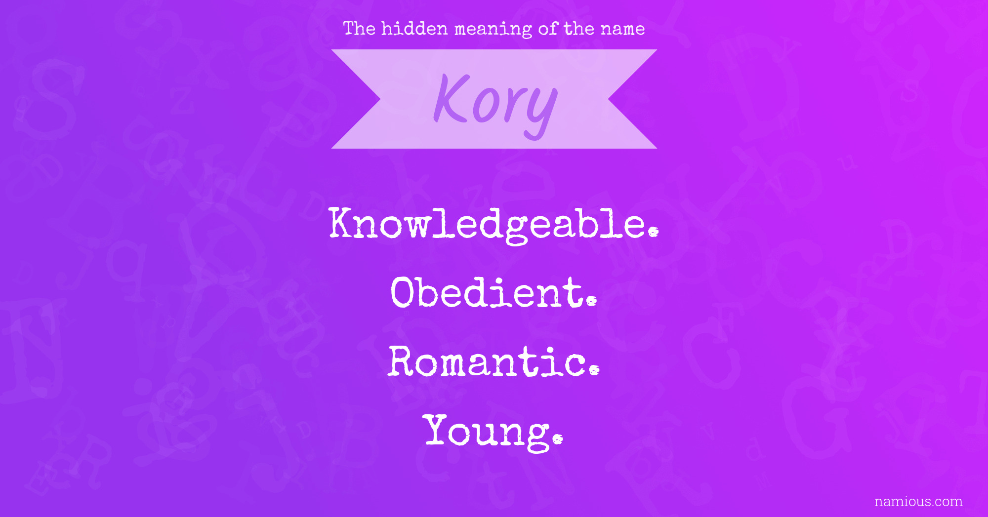 The hidden meaning of the name Kory