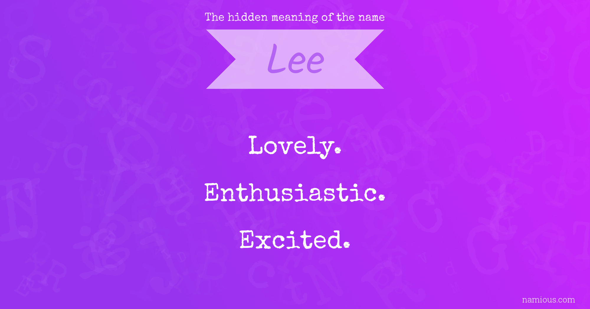 The hidden meaning of the name Lee | Namious
