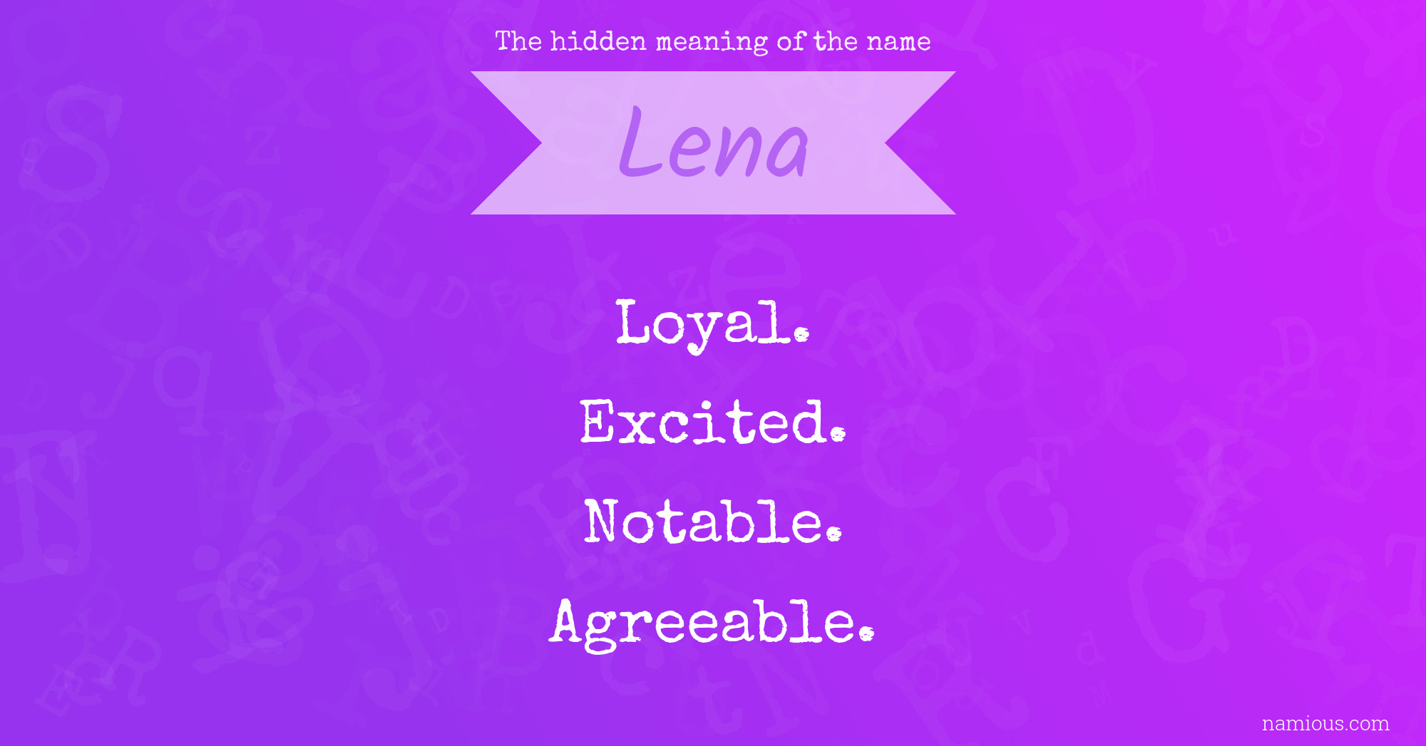 The hidden meaning of the name Lena