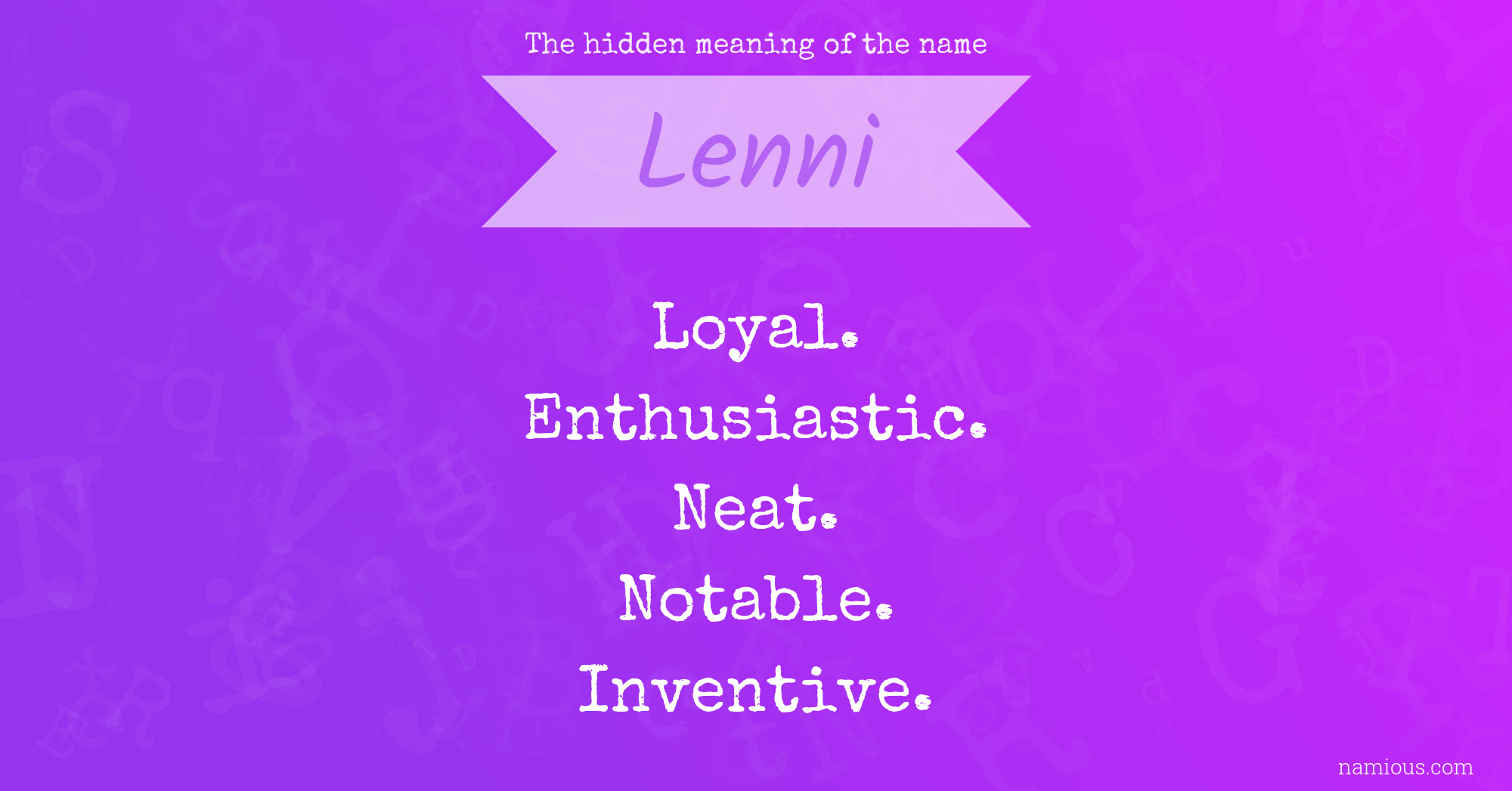 The hidden meaning of the name Lenni