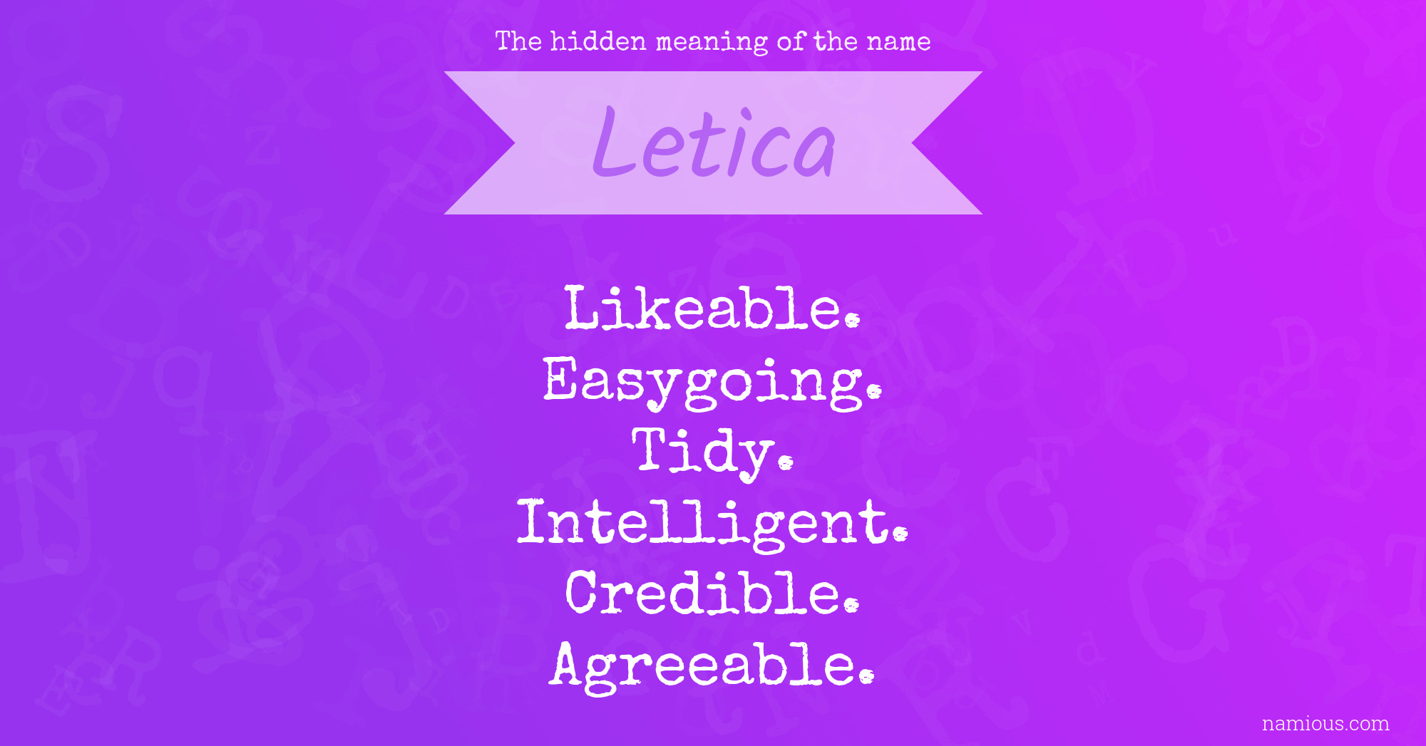 The hidden meaning of the name Letica