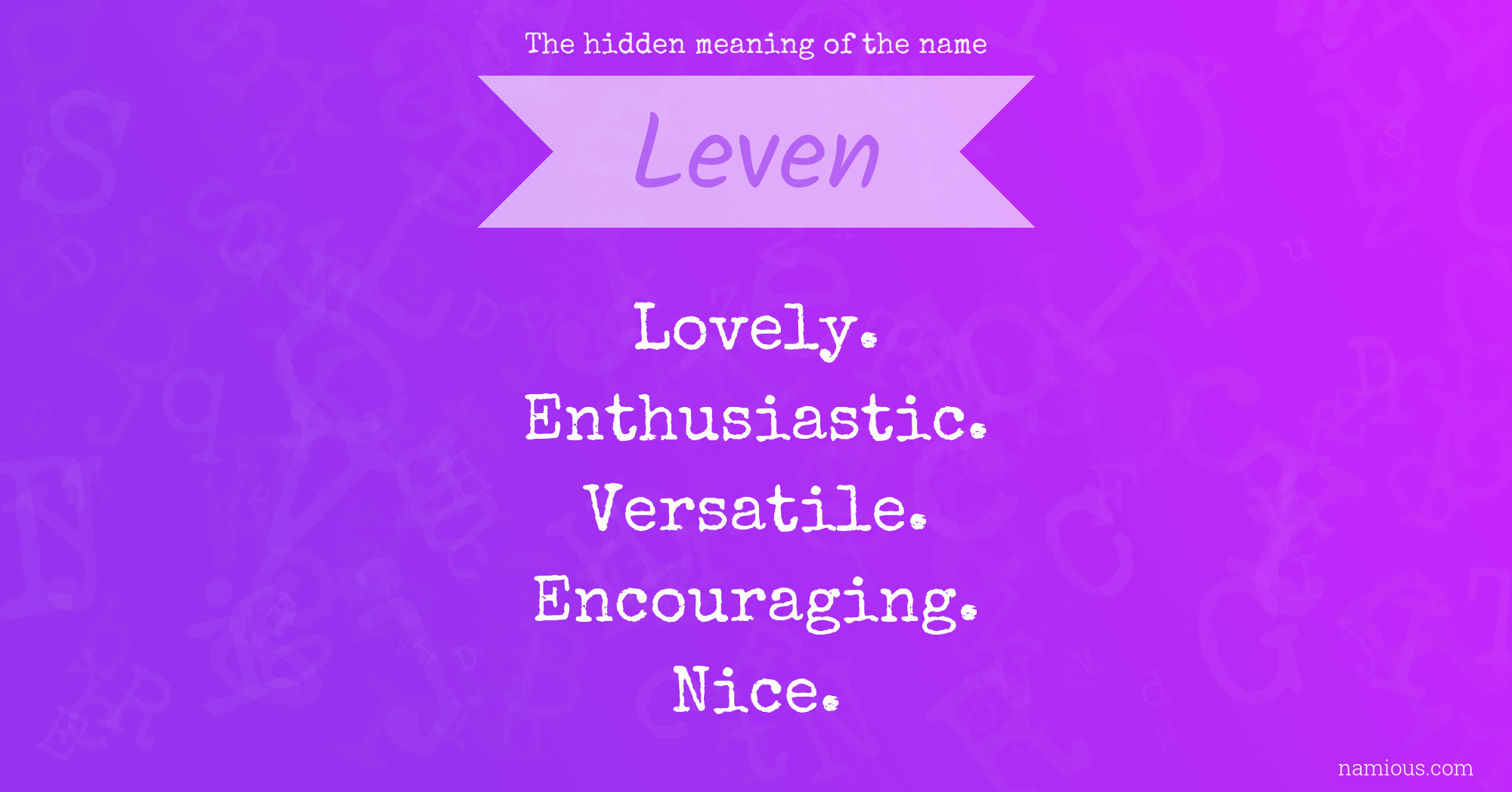 The hidden meaning of the name Leven