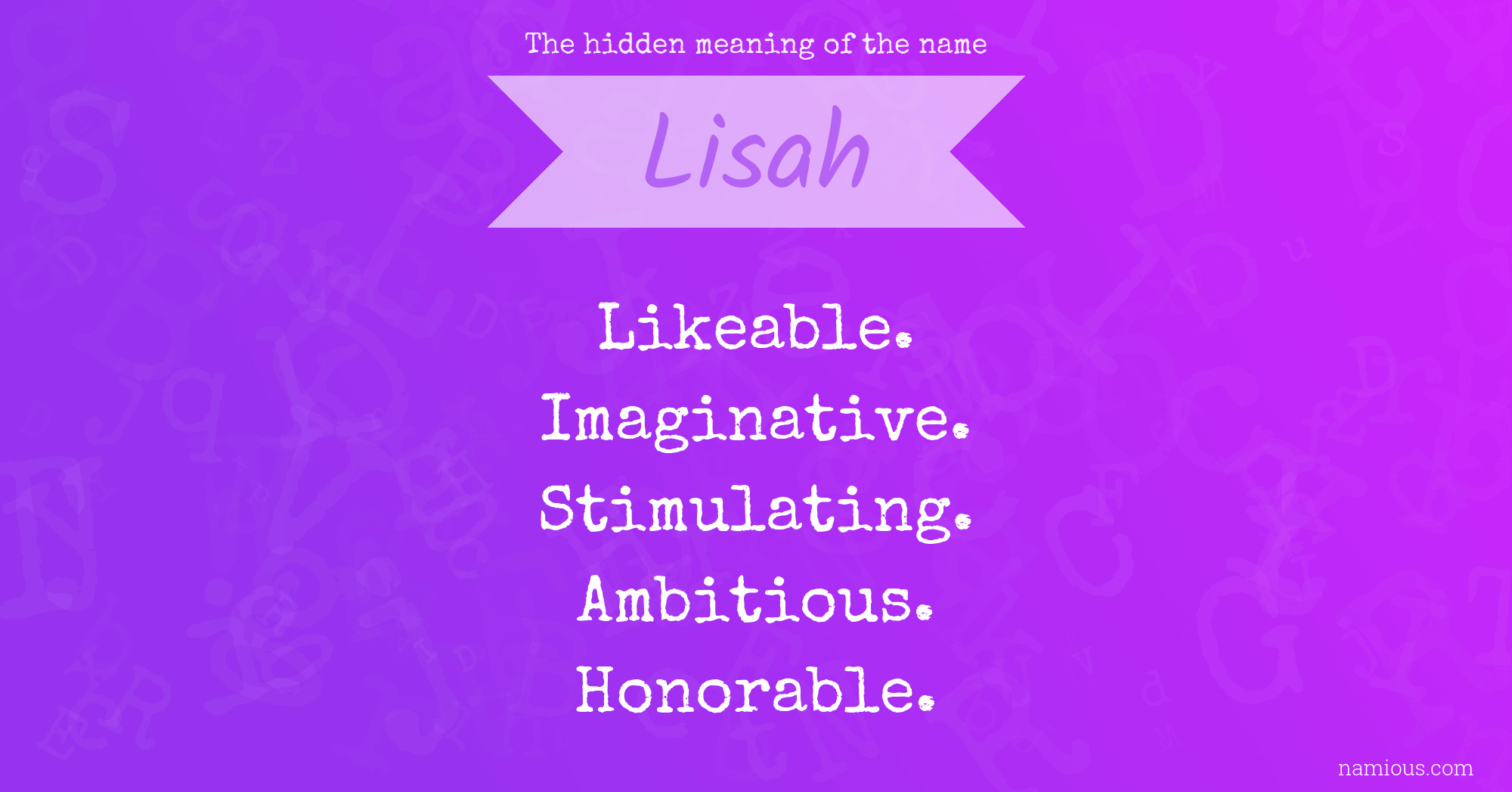 The hidden meaning of the name Lisah