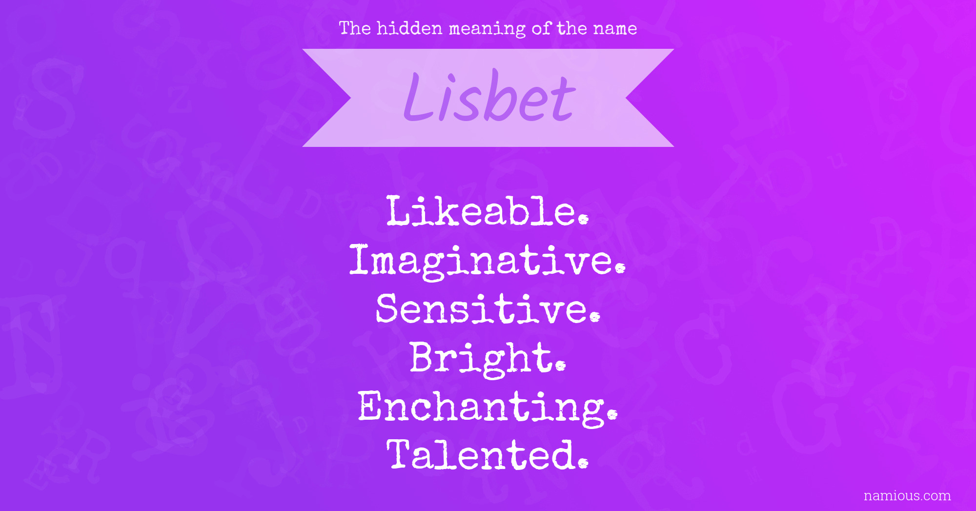 The hidden meaning of the name Lisbet