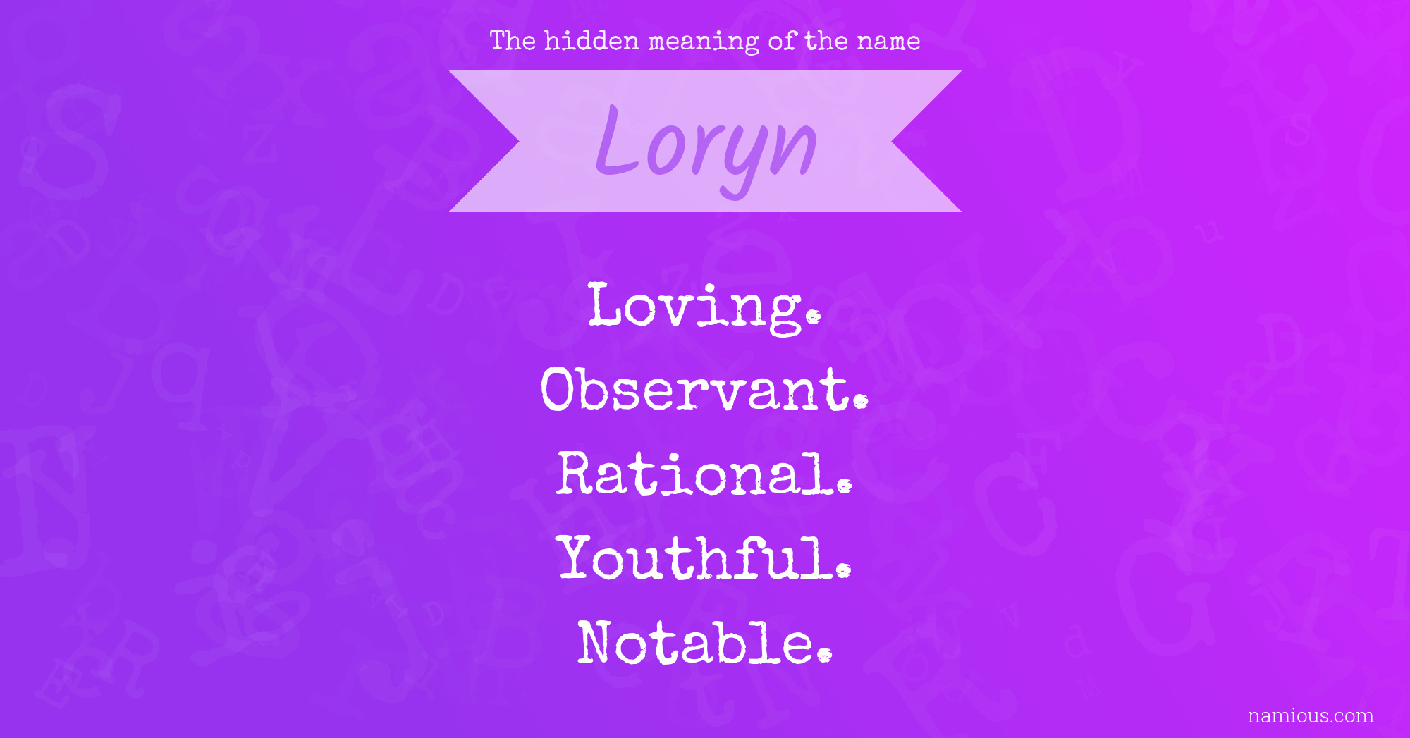 The hidden meaning of the name Loryn