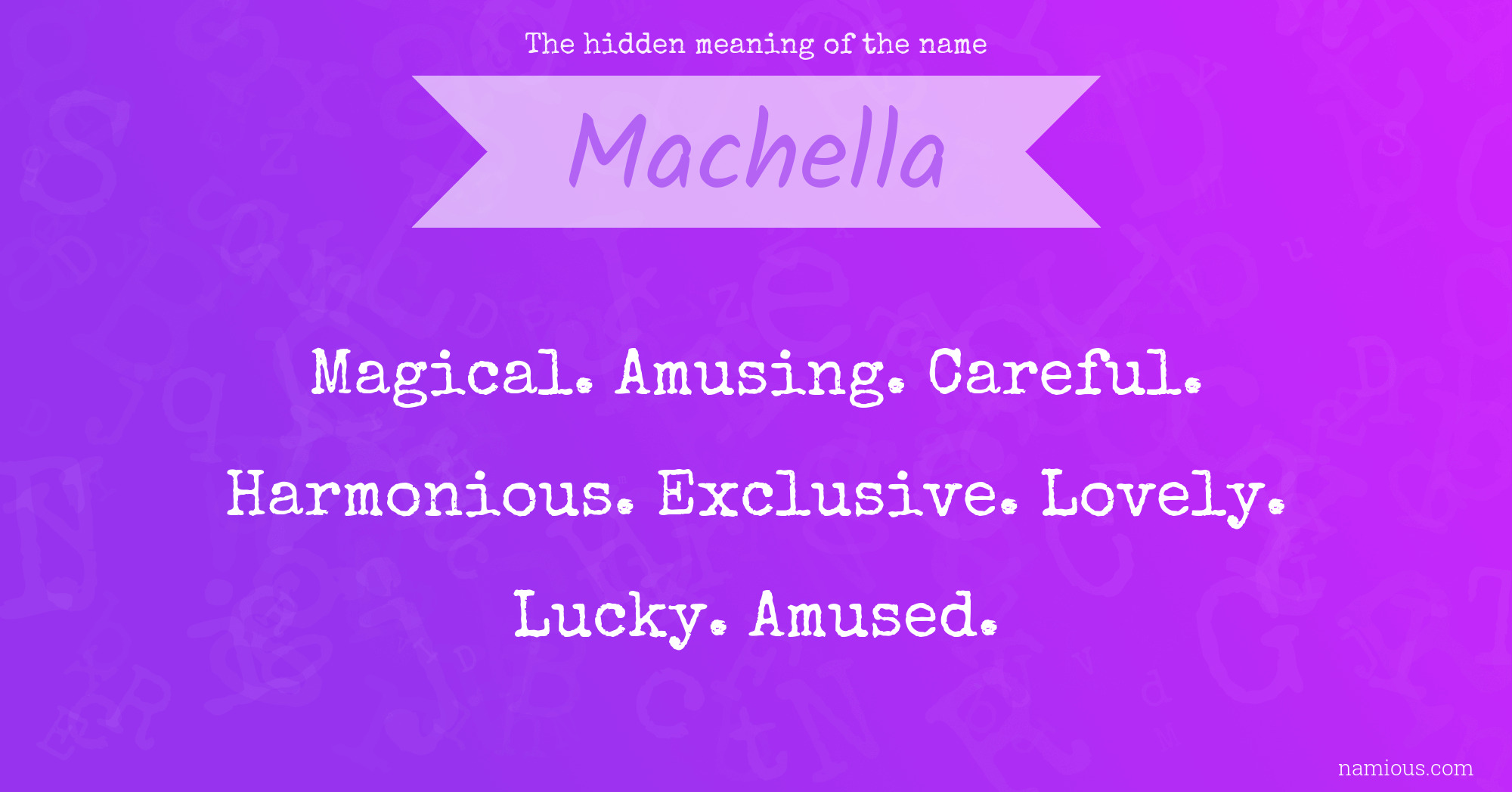The hidden meaning of the name Machella