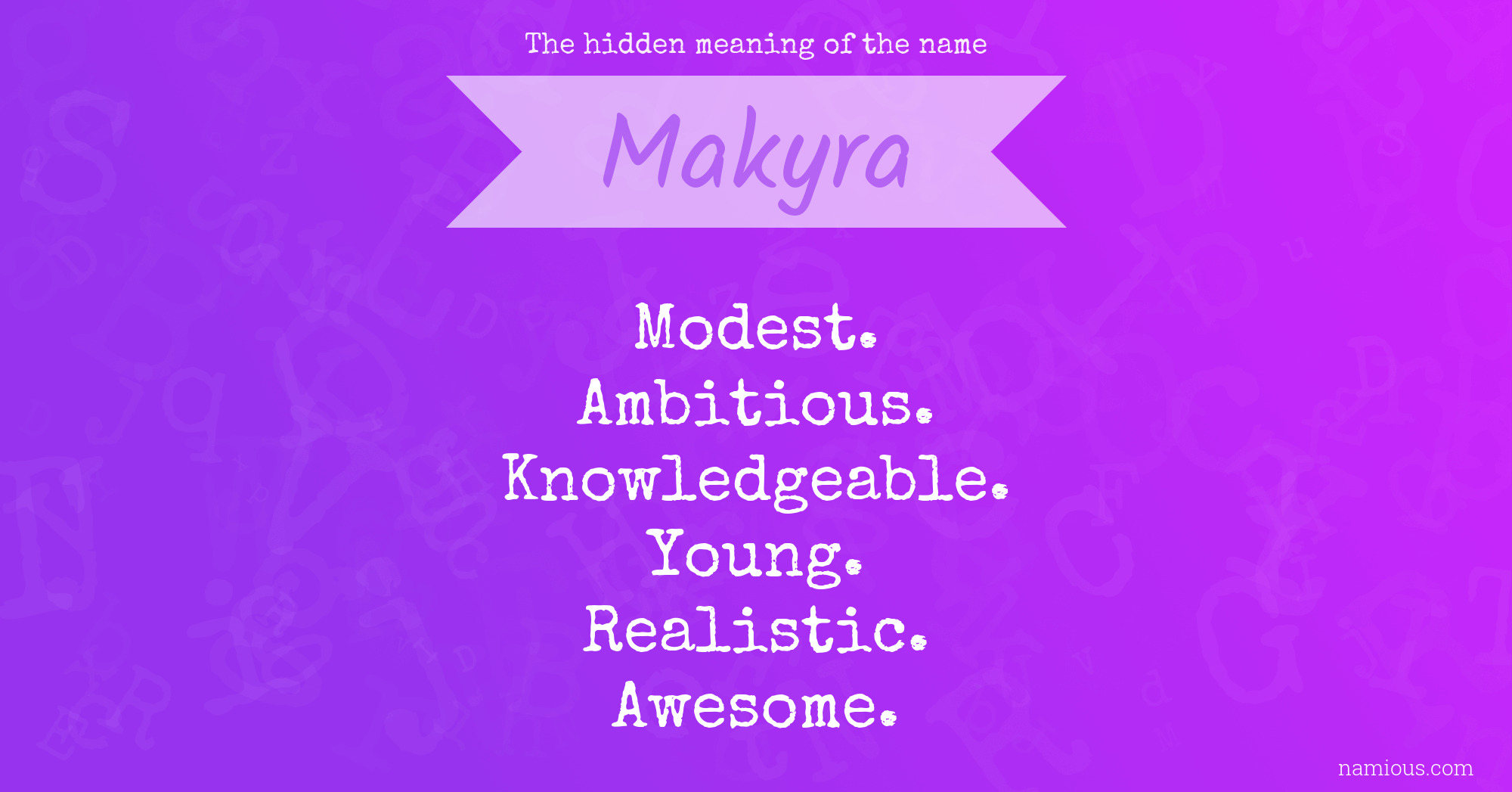 The hidden meaning of the name Makyra