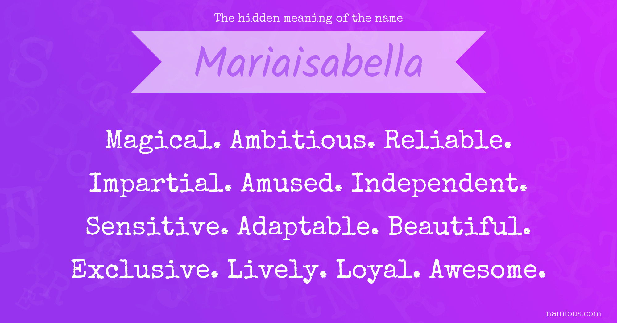 The hidden meaning of the name Mariaisabella