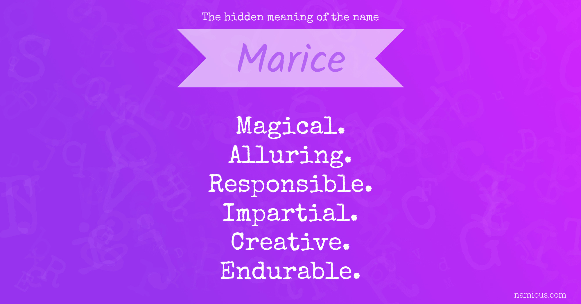 The hidden meaning of the name Marice