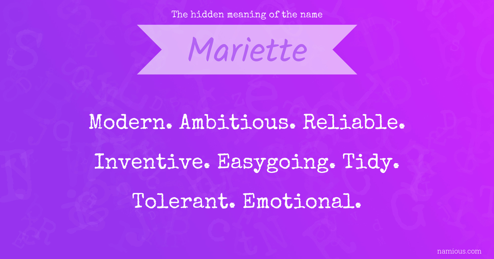 The hidden meaning of the name Mariette