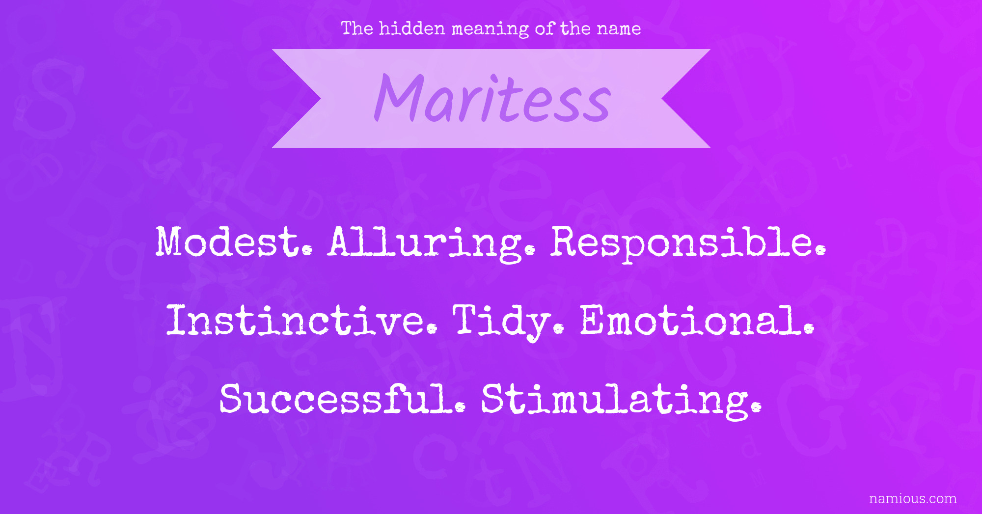 The hidden meaning of the name Maritess