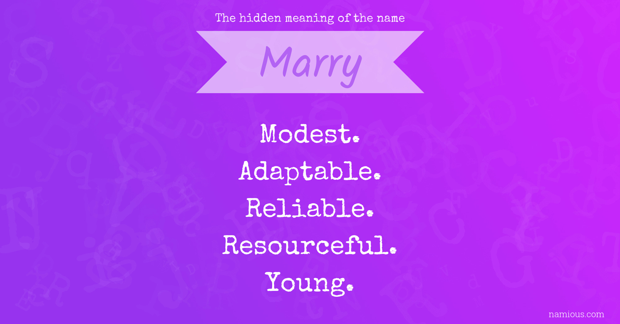 The hidden meaning of the name Marry
