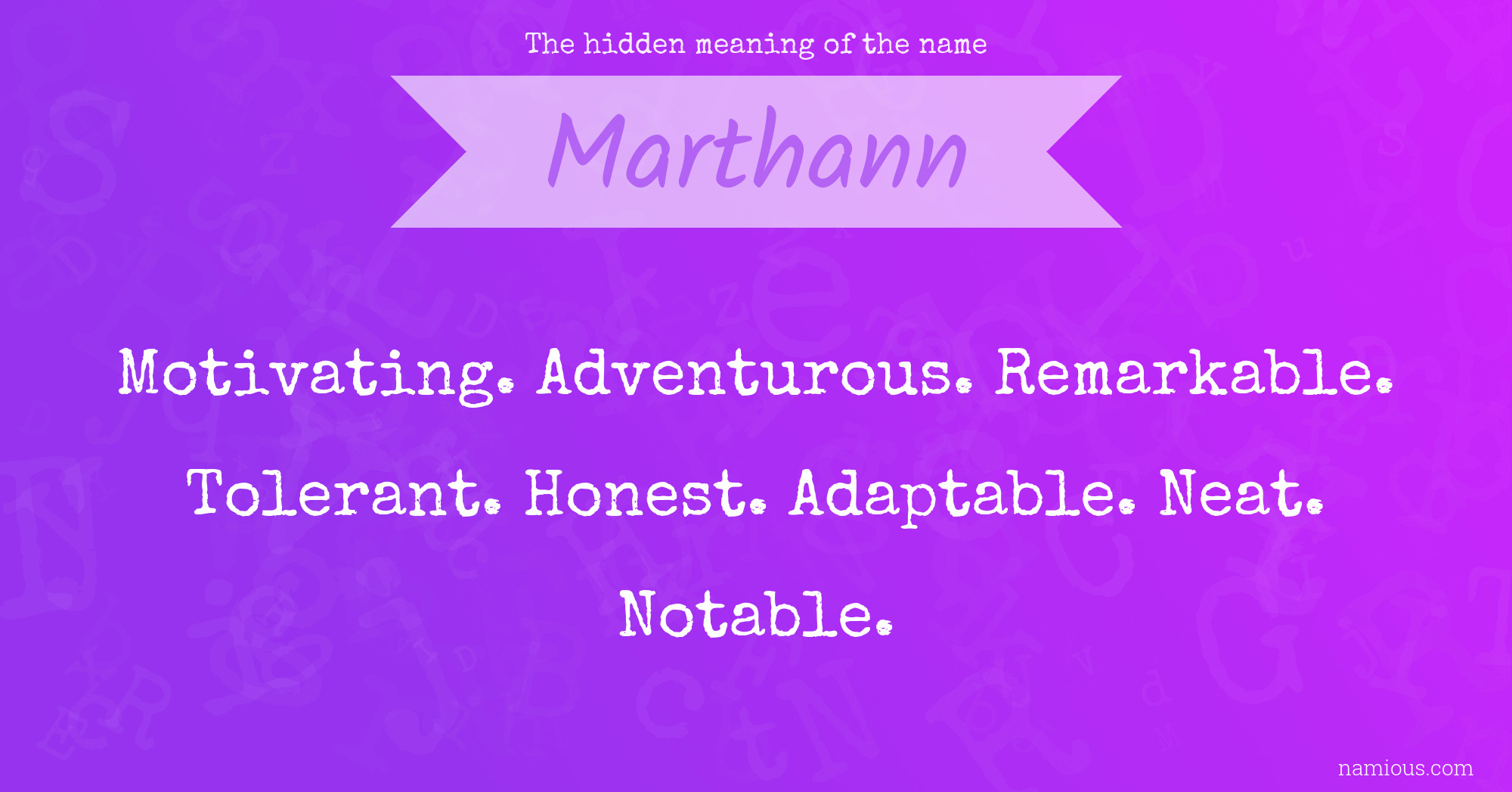 The hidden meaning of the name Marthann