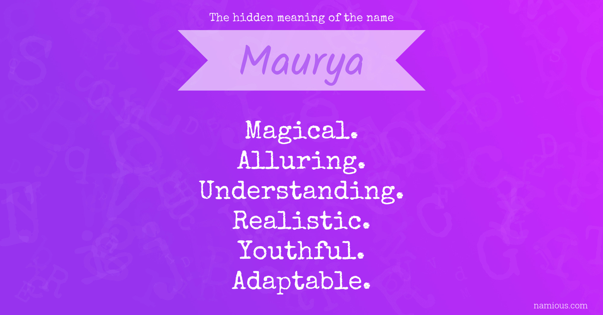 The hidden meaning of the name Maurya