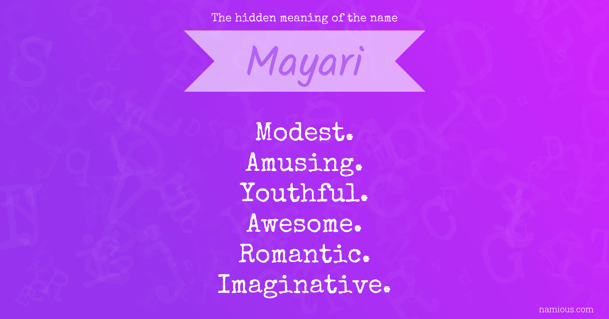 The hidden meaning of the name Mayari