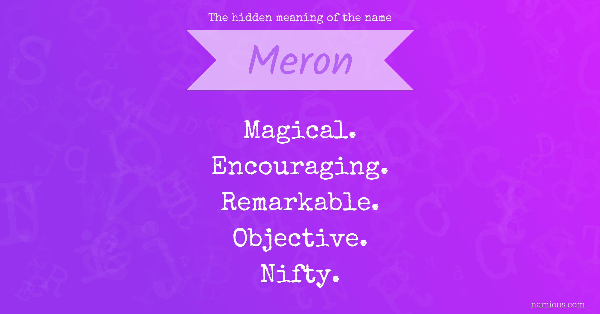 The hidden meaning of the name Meron