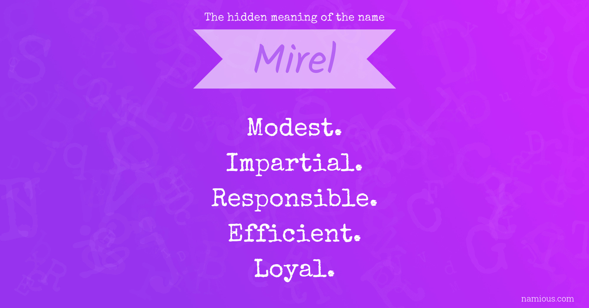 The hidden meaning of the name Mirel