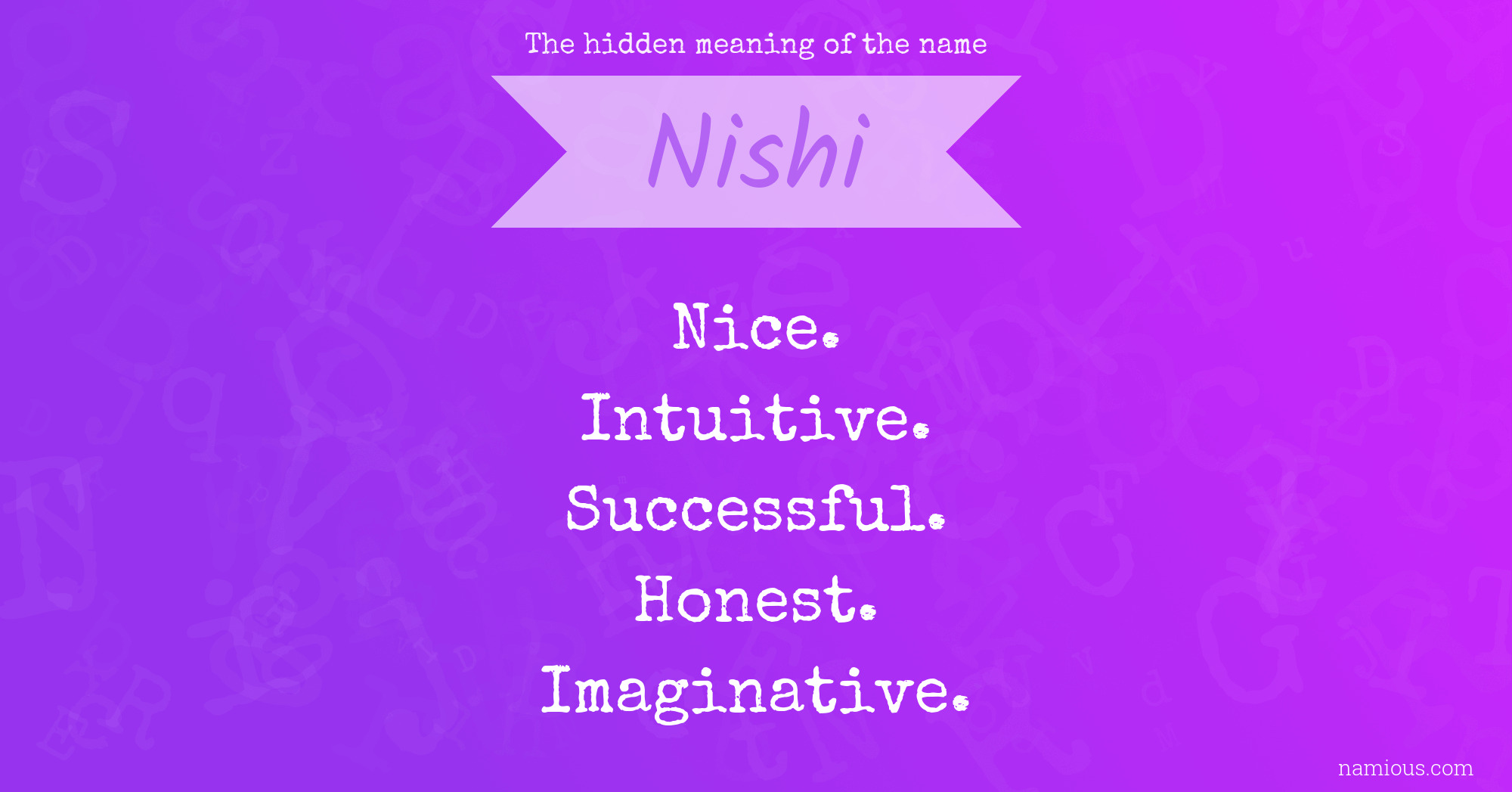 The hidden meaning of the name Nishi