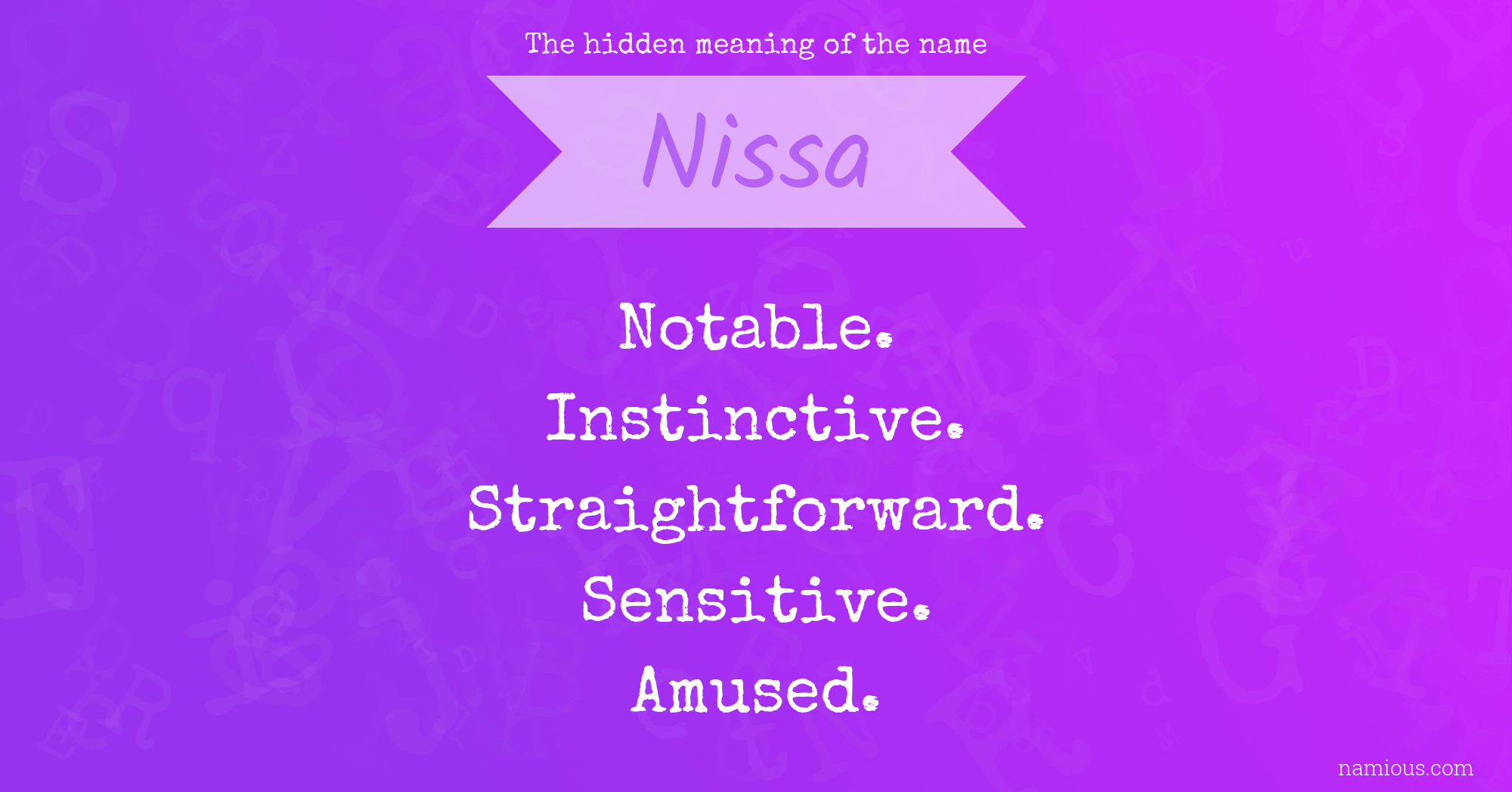 The hidden meaning of the name Nissa