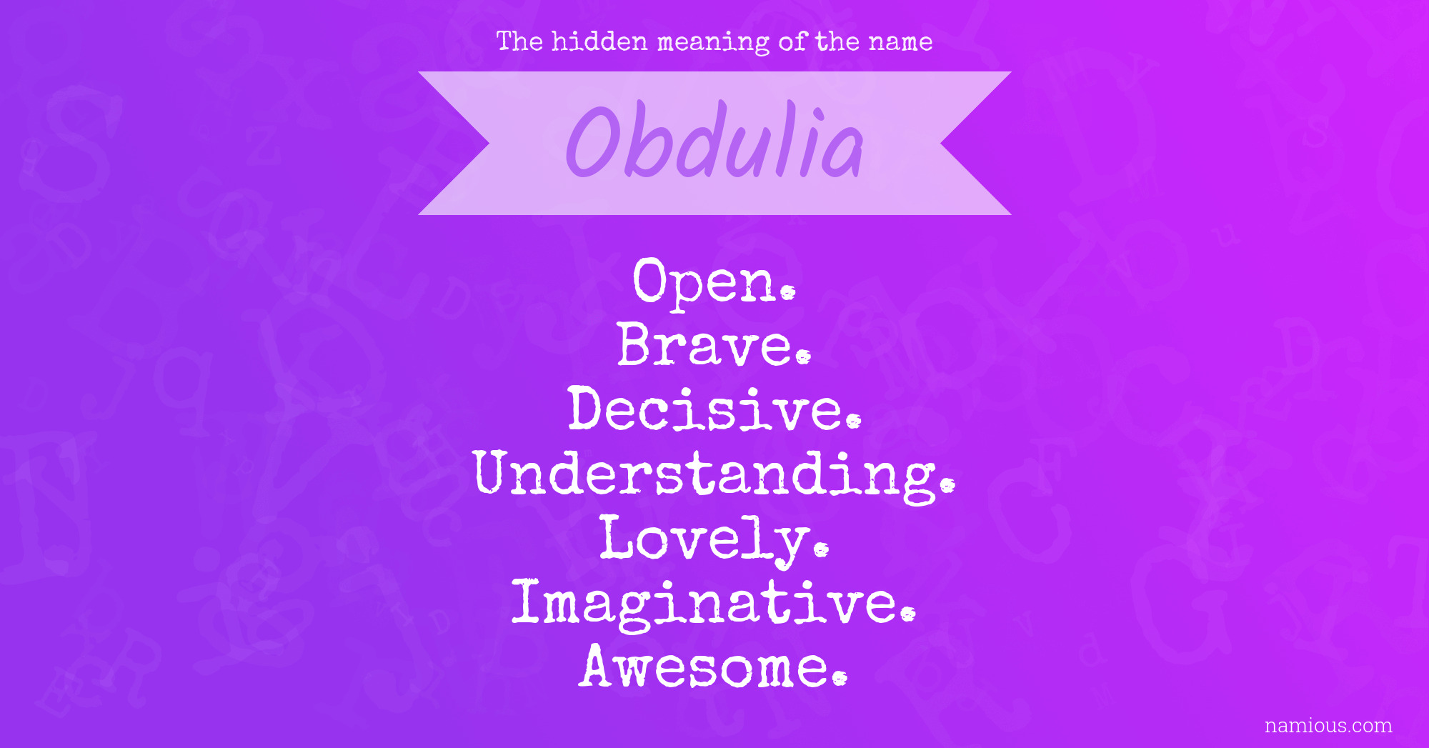 The hidden meaning of the name Obdulia