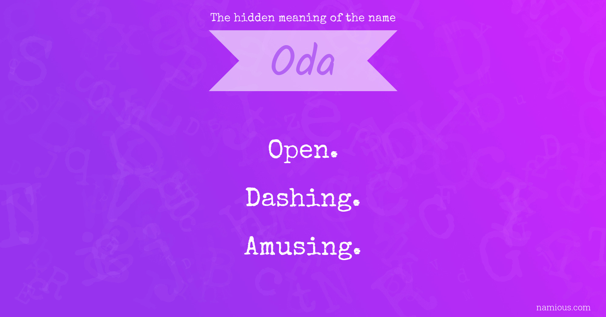 The hidden meaning of the name Oda