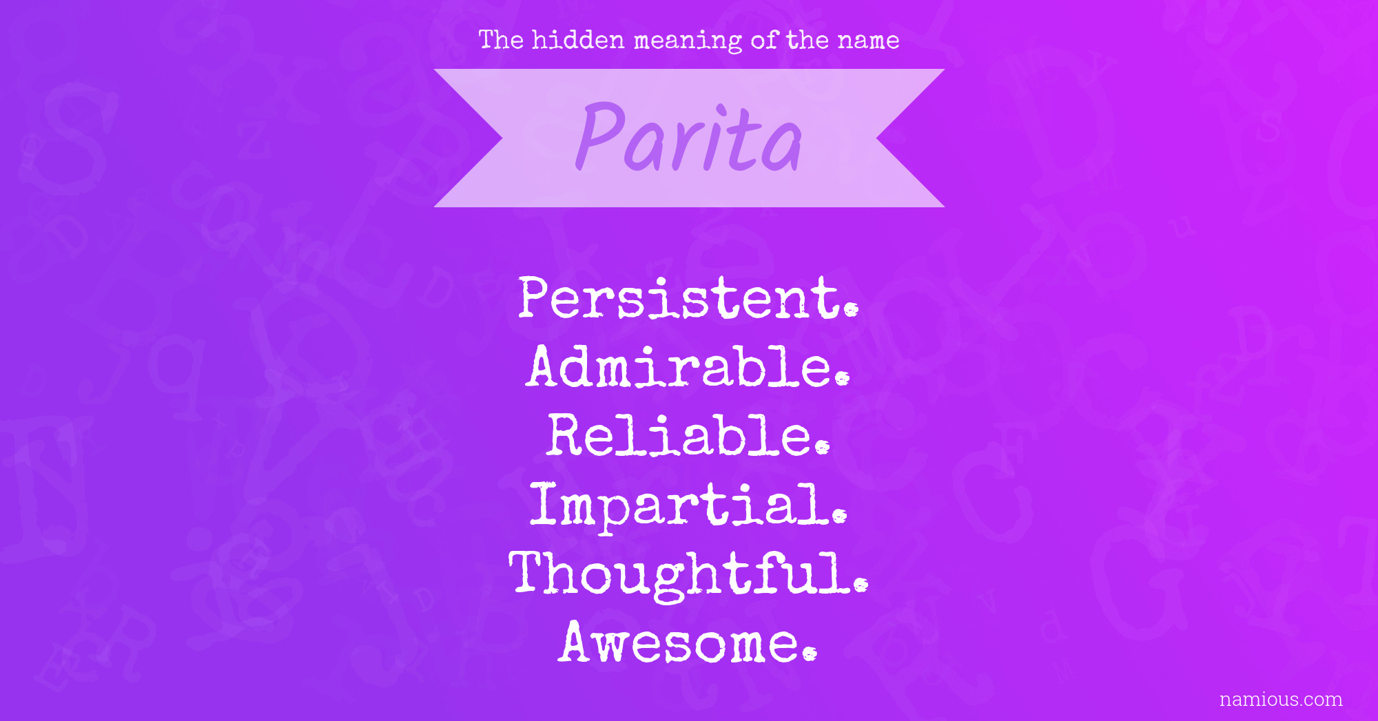 The hidden meaning of the name Parita