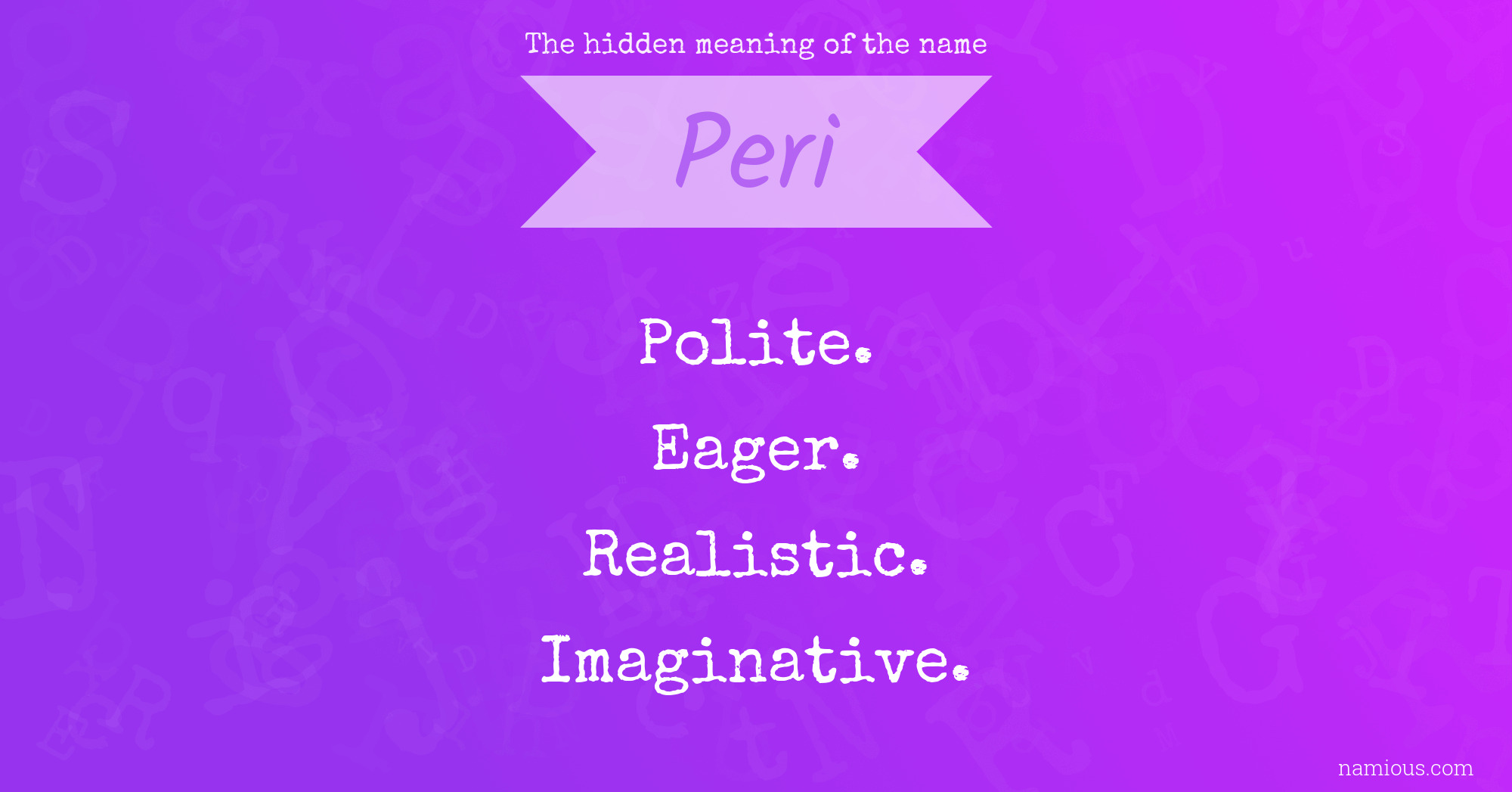 The hidden meaning of the name Peri