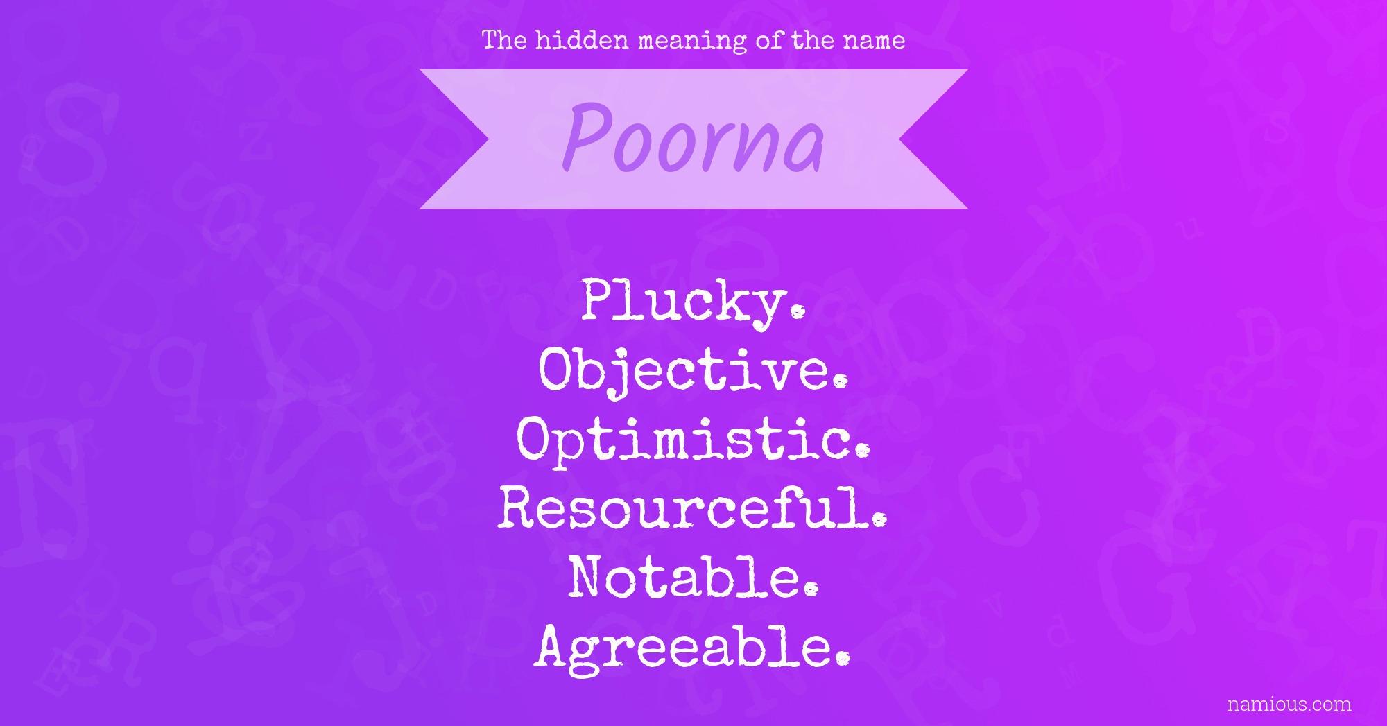 The hidden meaning of the name Poorna