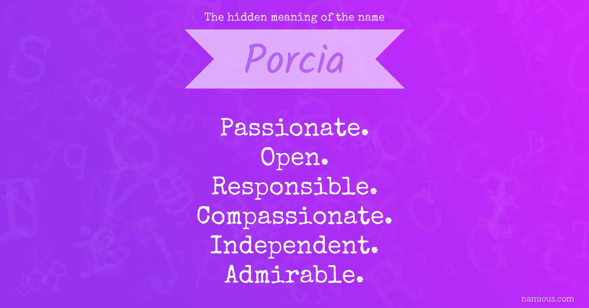 The hidden meaning of the name Porcia