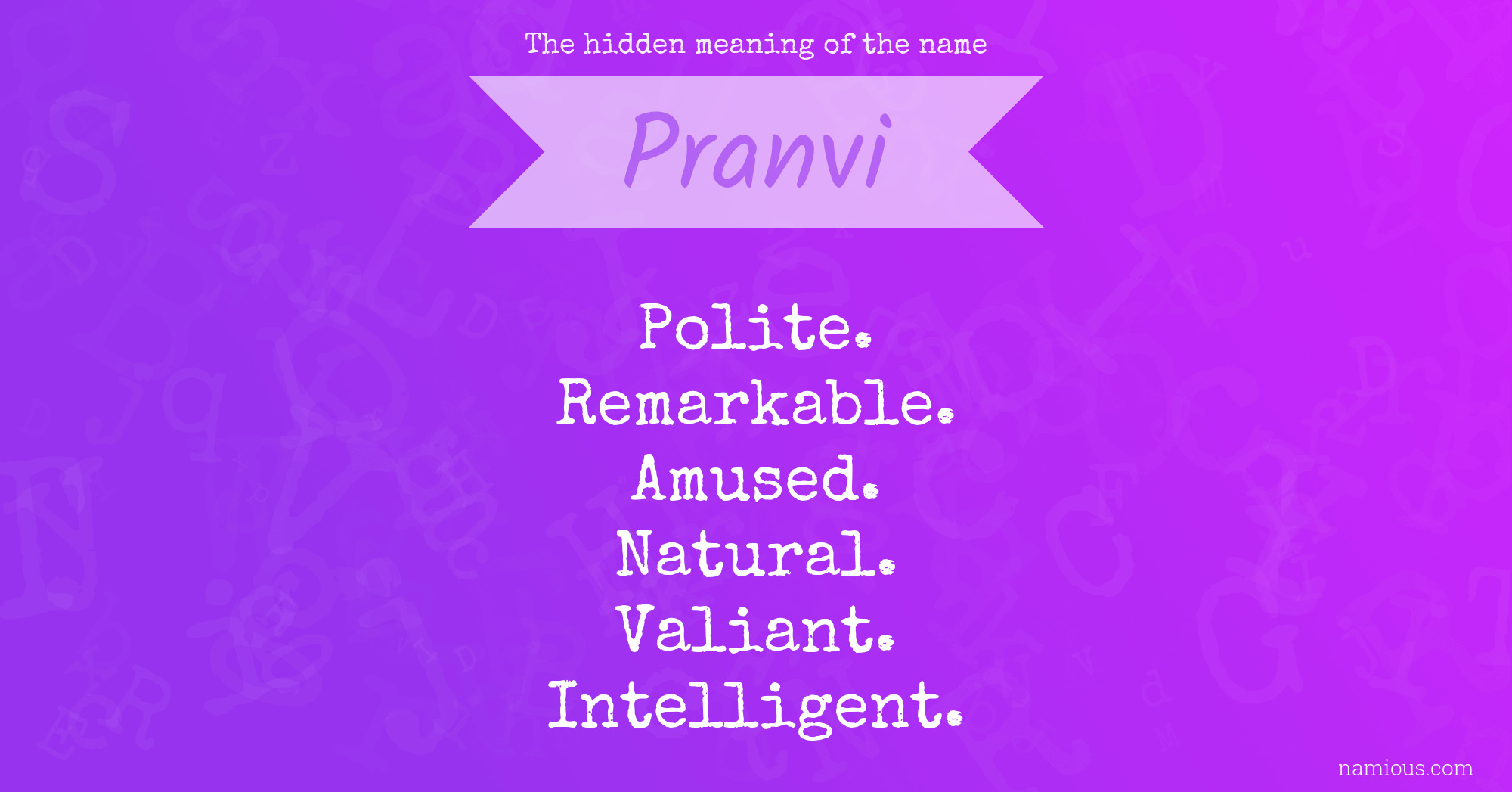 The hidden meaning of the name Pranvi