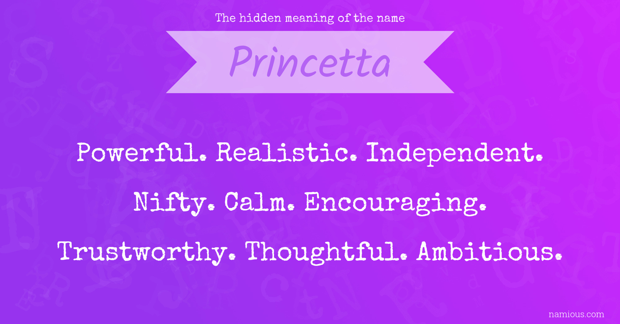 The hidden meaning of the name Princetta