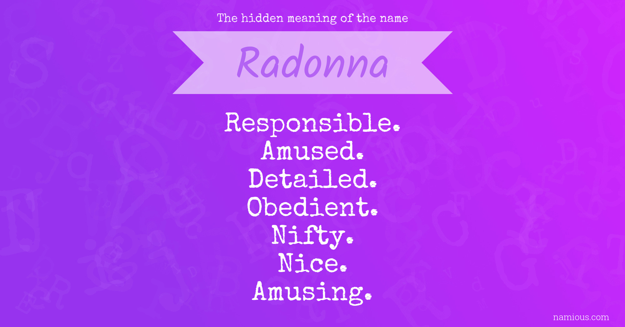 The hidden meaning of the name Radonna