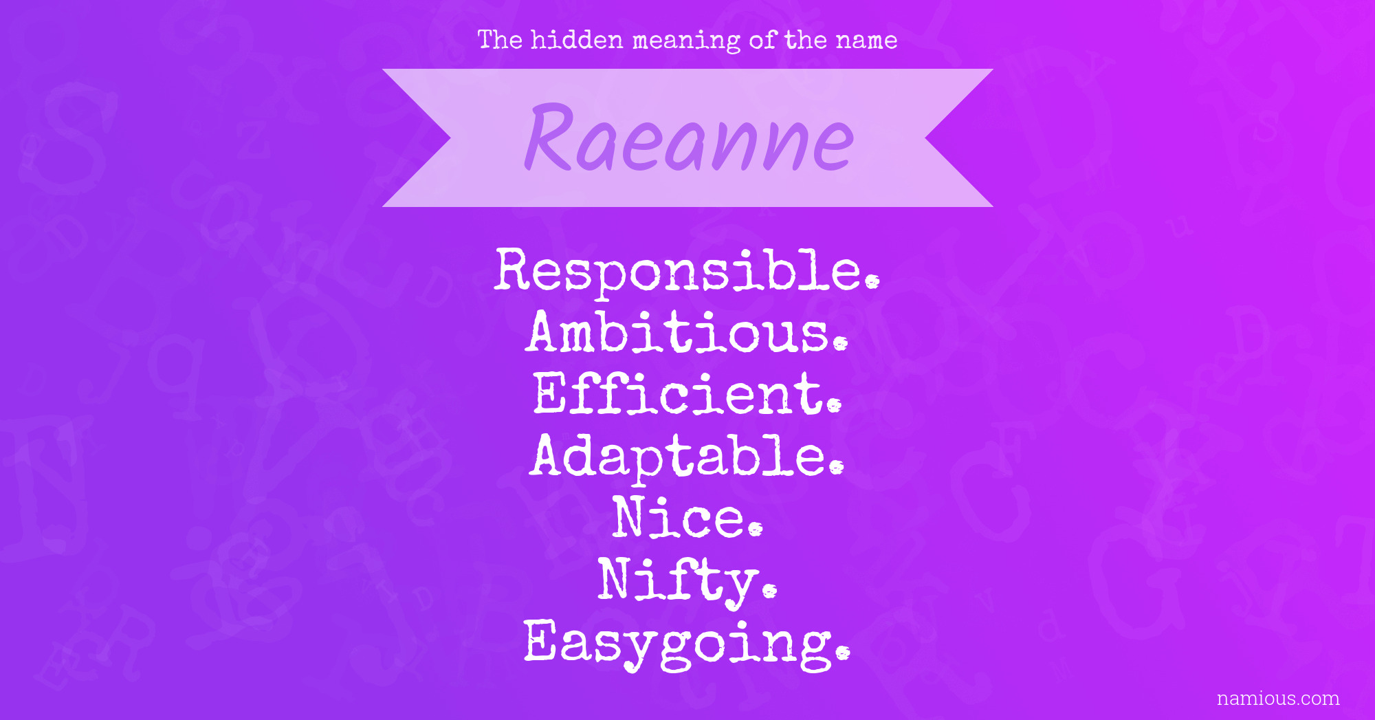 The hidden meaning of the name Raeanne