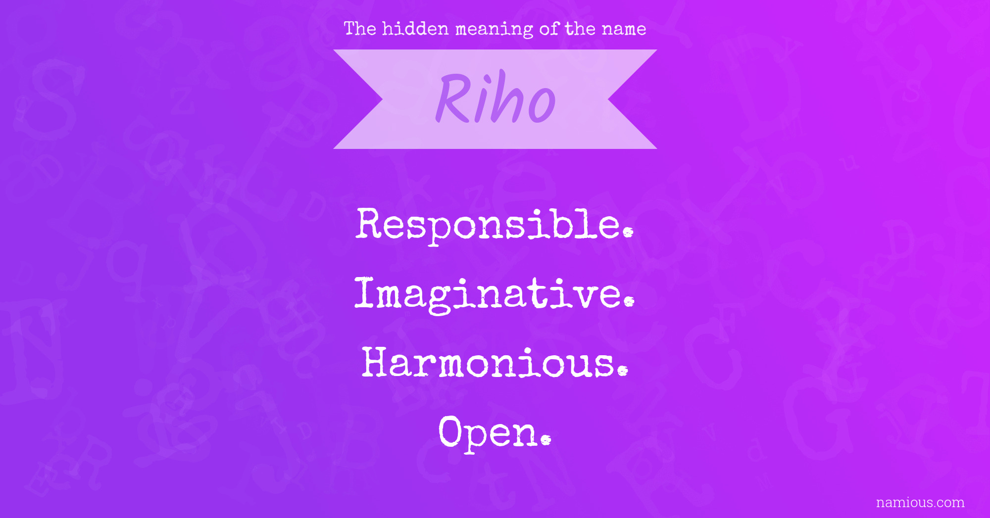 The hidden meaning of the name Riho