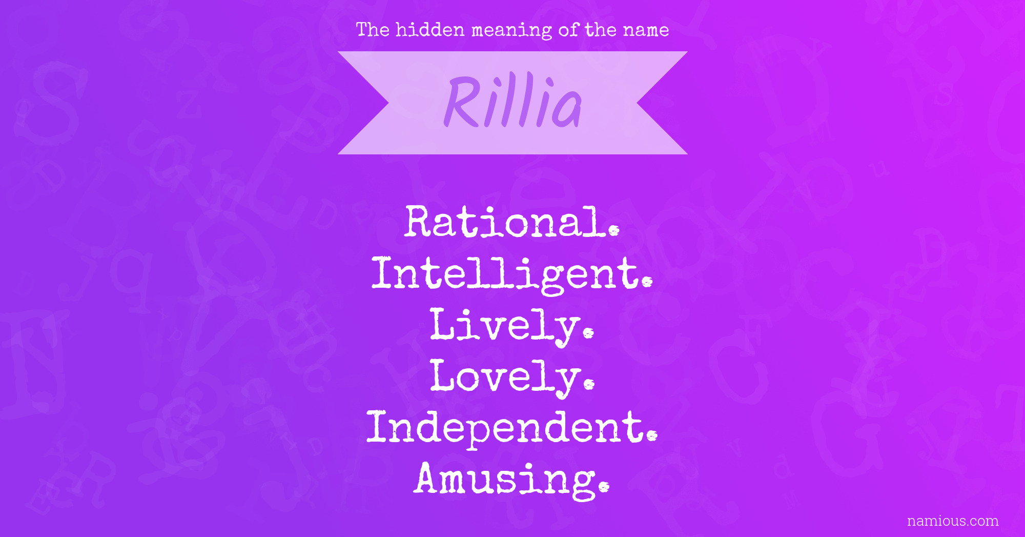 The hidden meaning of the name Rillia