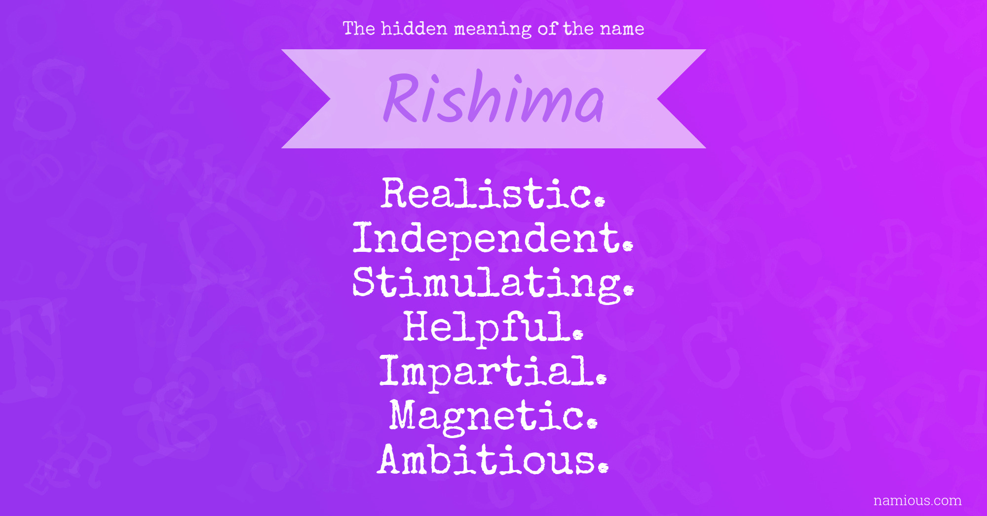 The hidden meaning of the name Rishima
