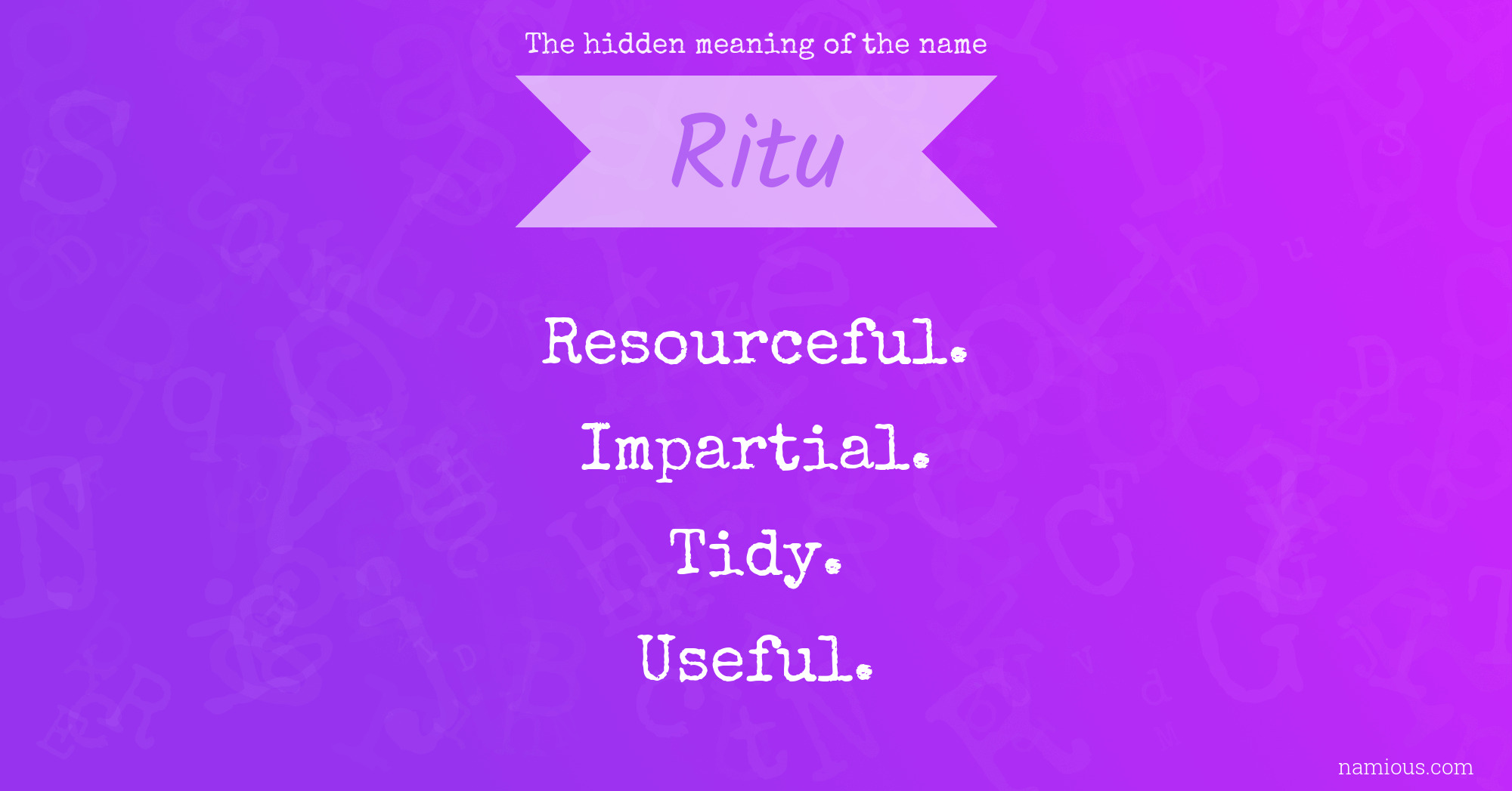 The hidden meaning of the name Ritu