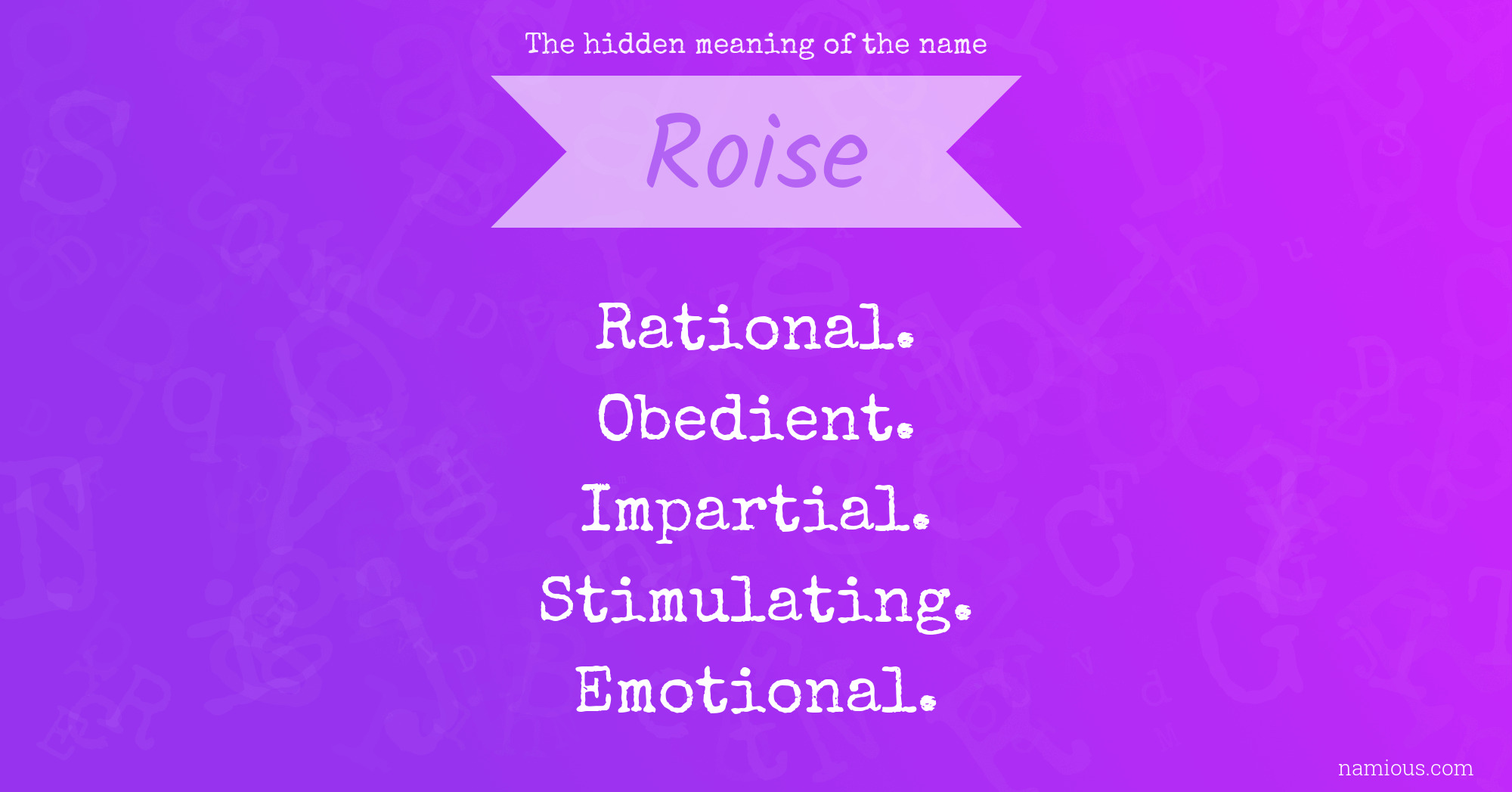 The hidden meaning of the name Roise