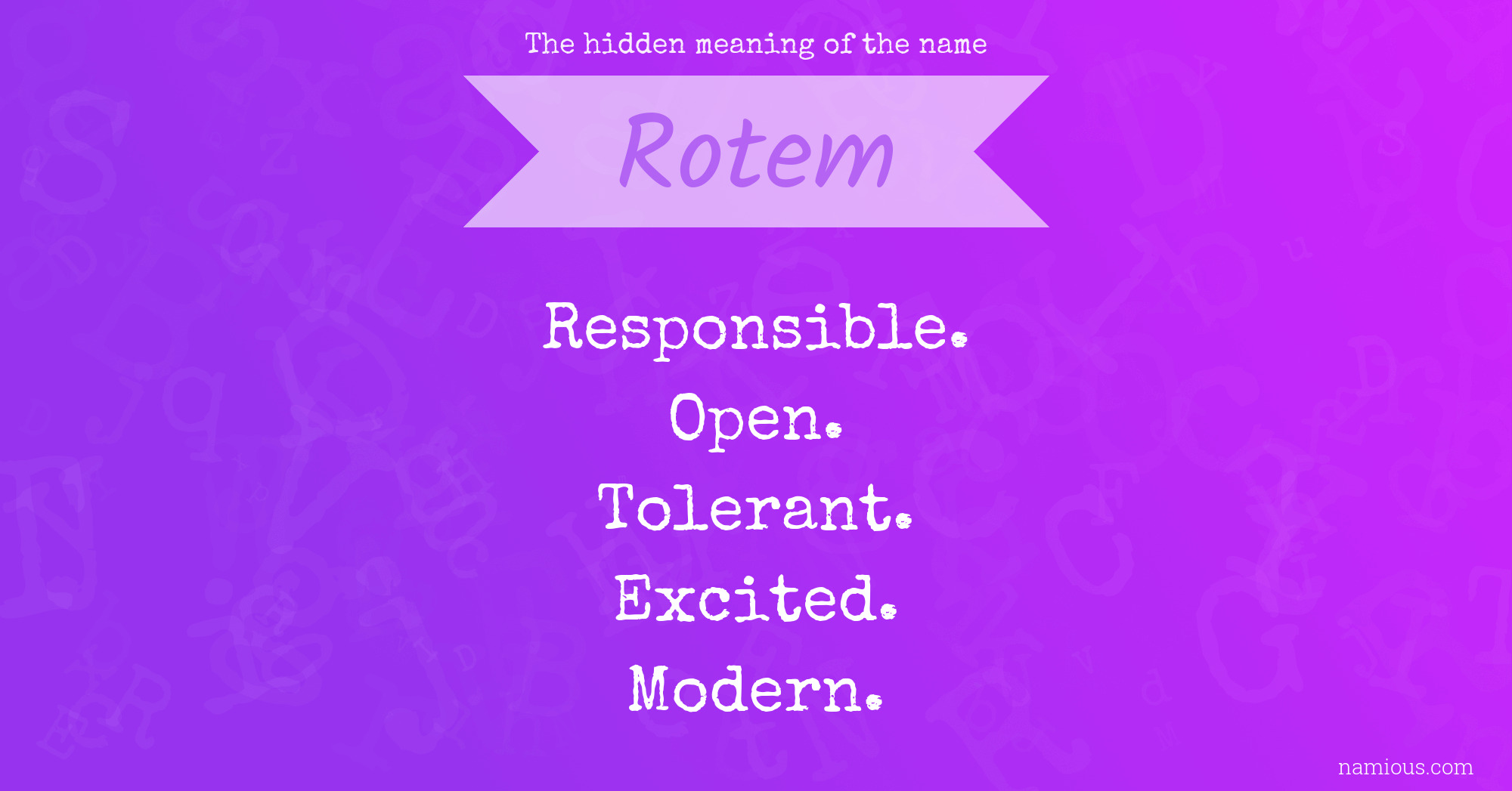 The hidden meaning of the name Rotem