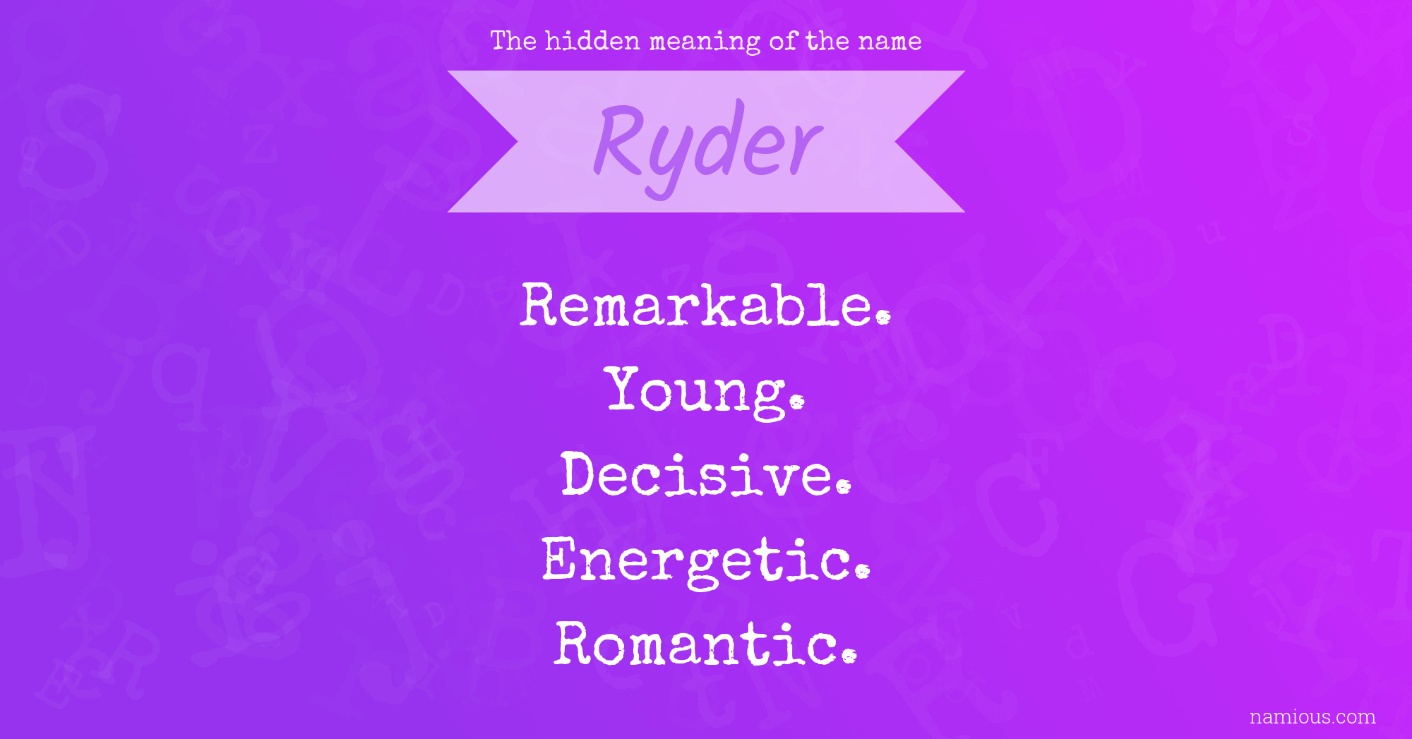 The hidden meaning of the name Ryder
