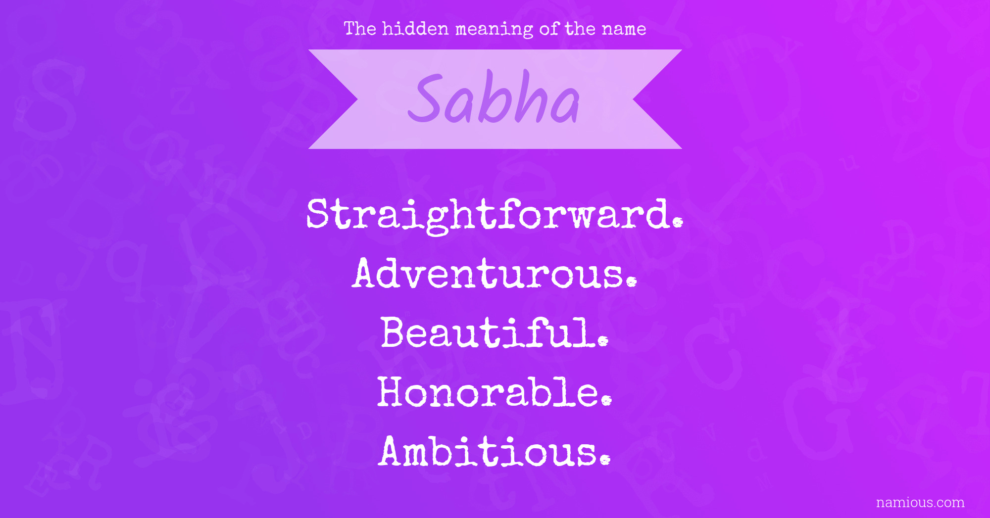 The hidden meaning of the name Sabha