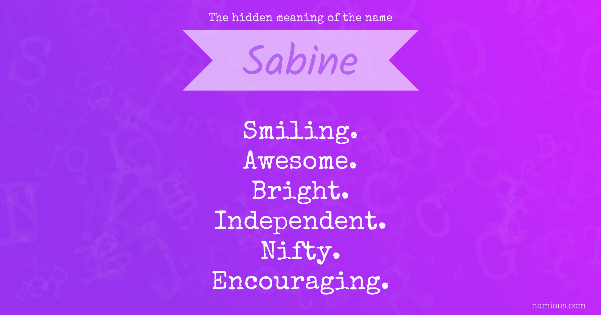 The hidden meaning of the name Sabine