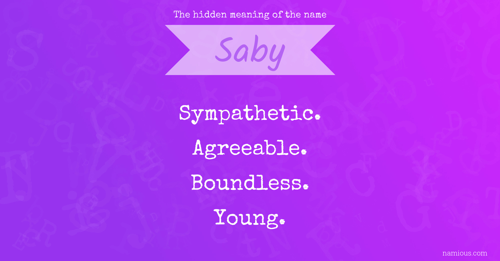 The hidden meaning of the name Saby