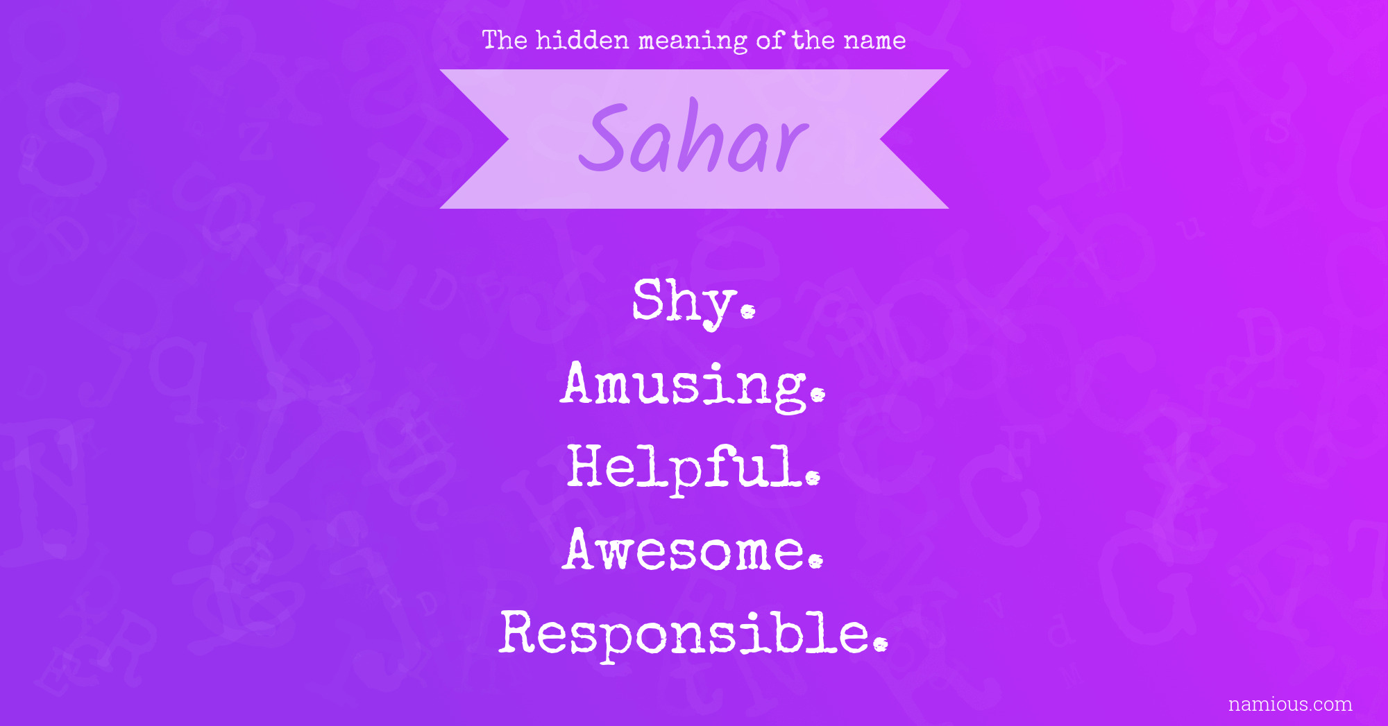 The hidden meaning of the name Sahar