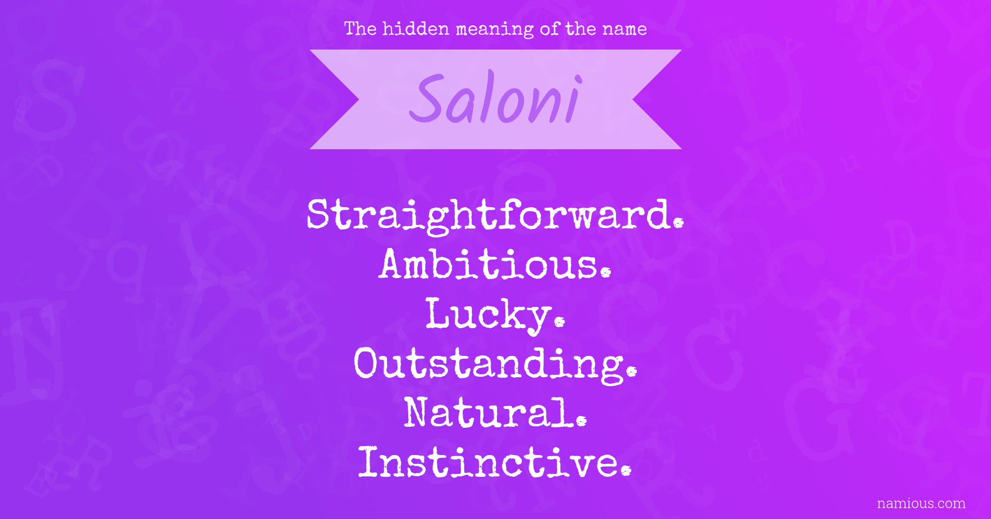 The hidden meaning of the name Saloni