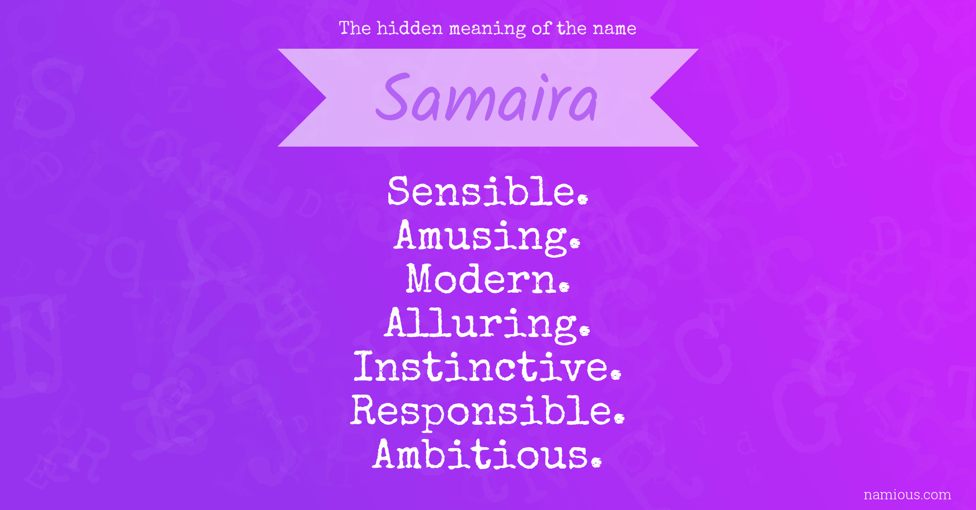 The hidden meaning of the name Samaira