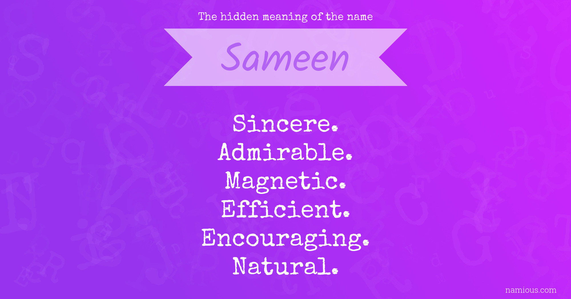 The hidden meaning of the name Sameen